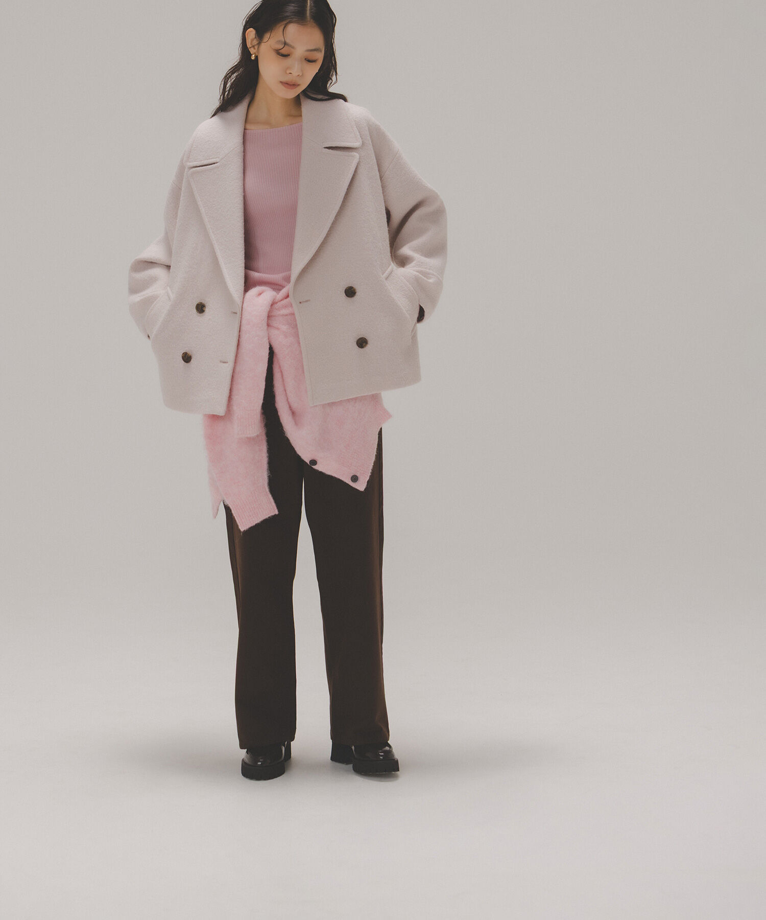  「ウーリーフォルムハーフコート」|ブルゾン・スタジャン|