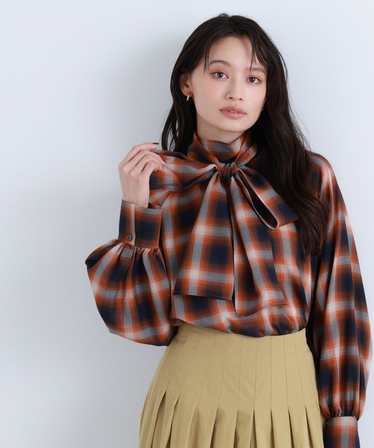  「チェックボウタイブラウス」|シャツ・ブラウス|