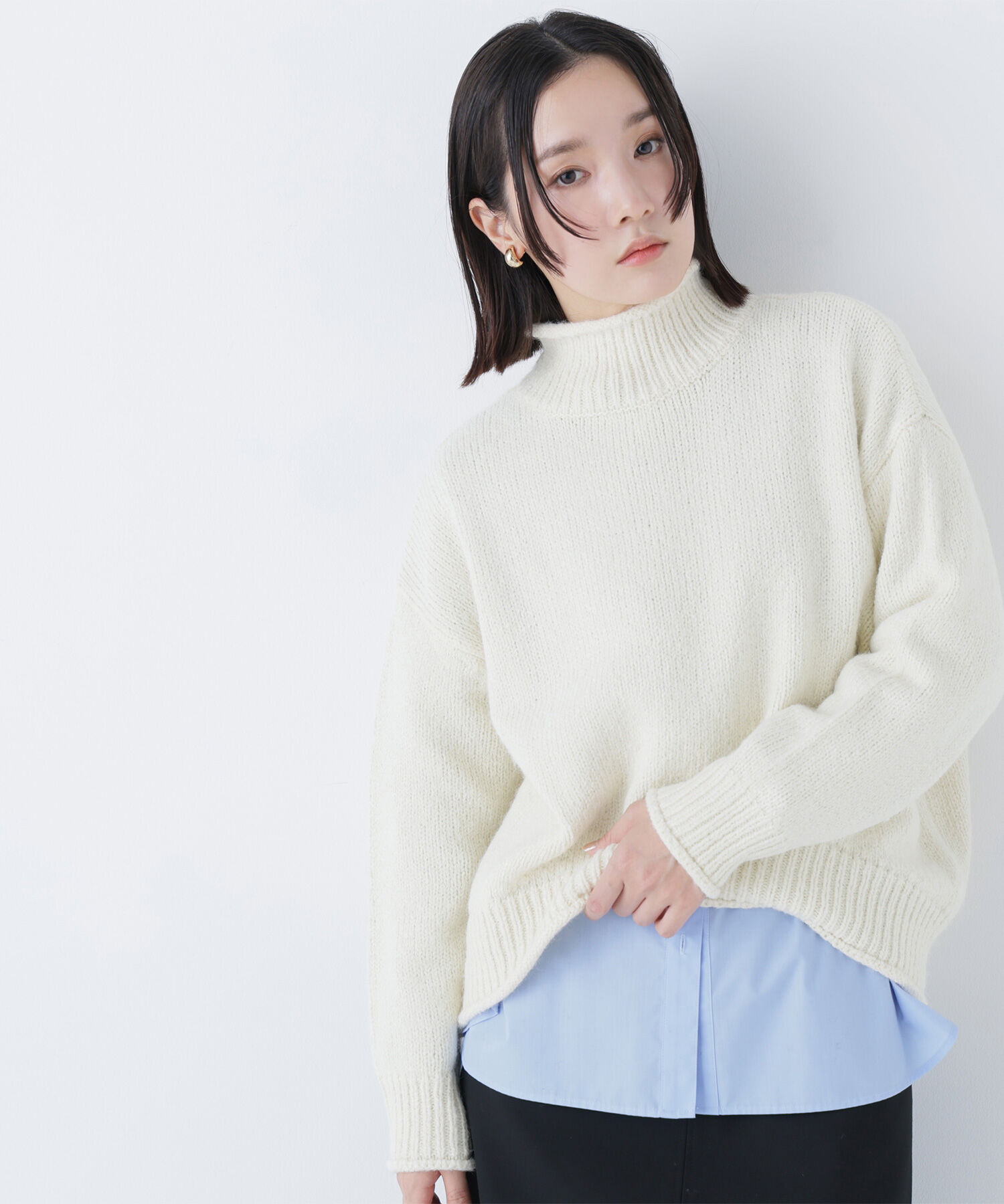  「ロールネックニットブルオーバー」|ニット・セーター|オフホワイト1