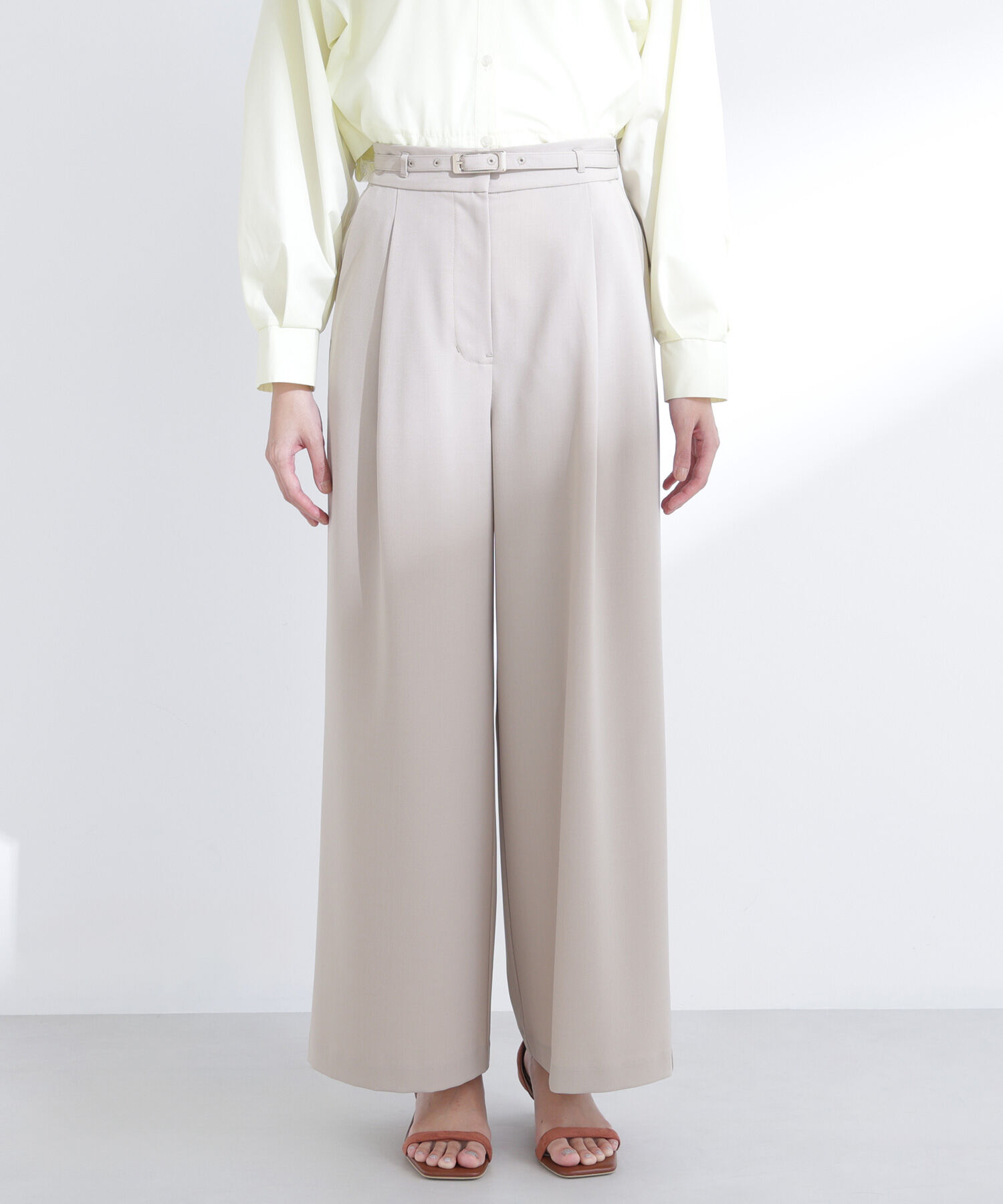  「ベルテッドタックワイドパンツ」|その他|