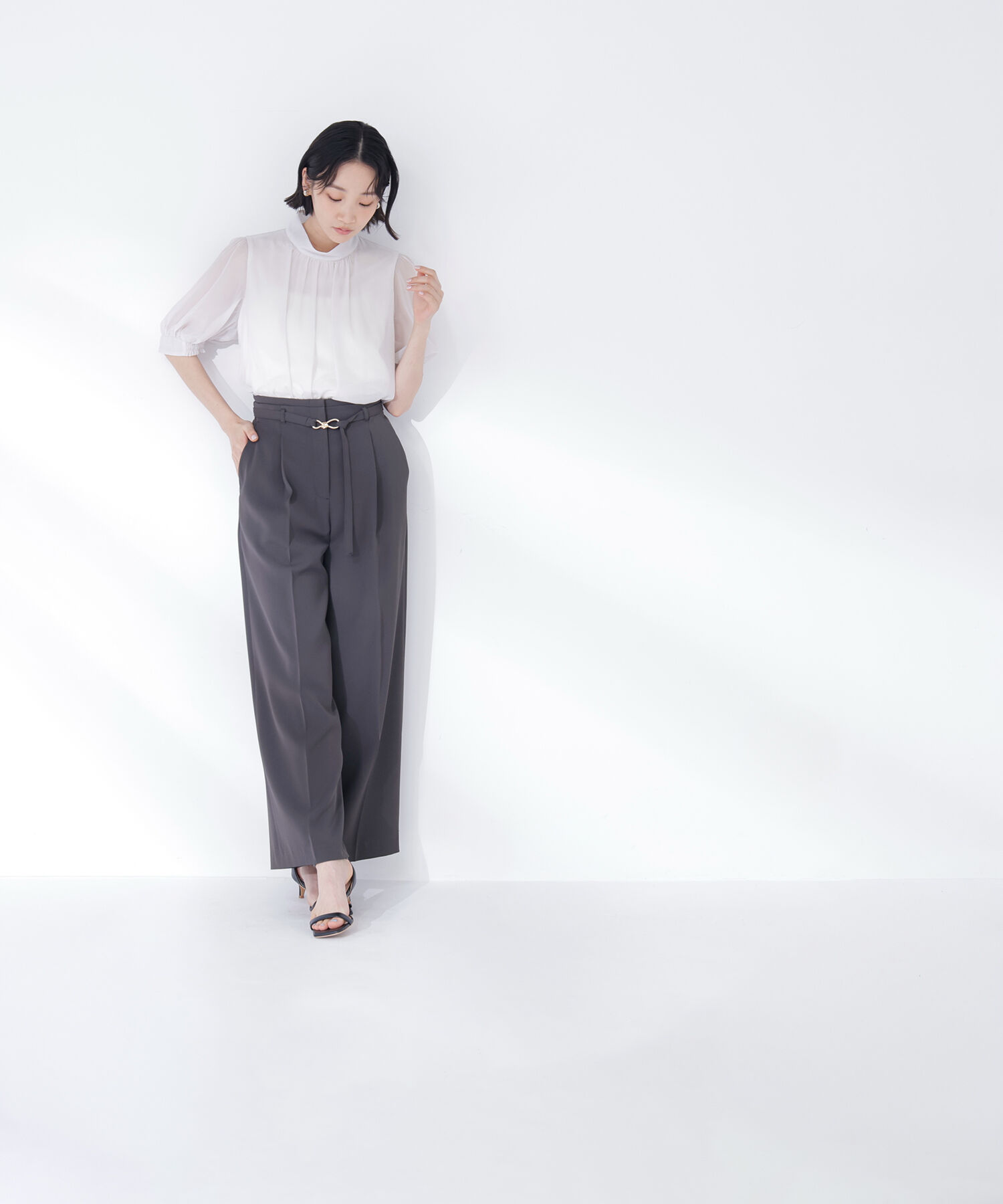  「＜骨格ウェーブ＞ハイウエストベルテッドパンツ」|その他|