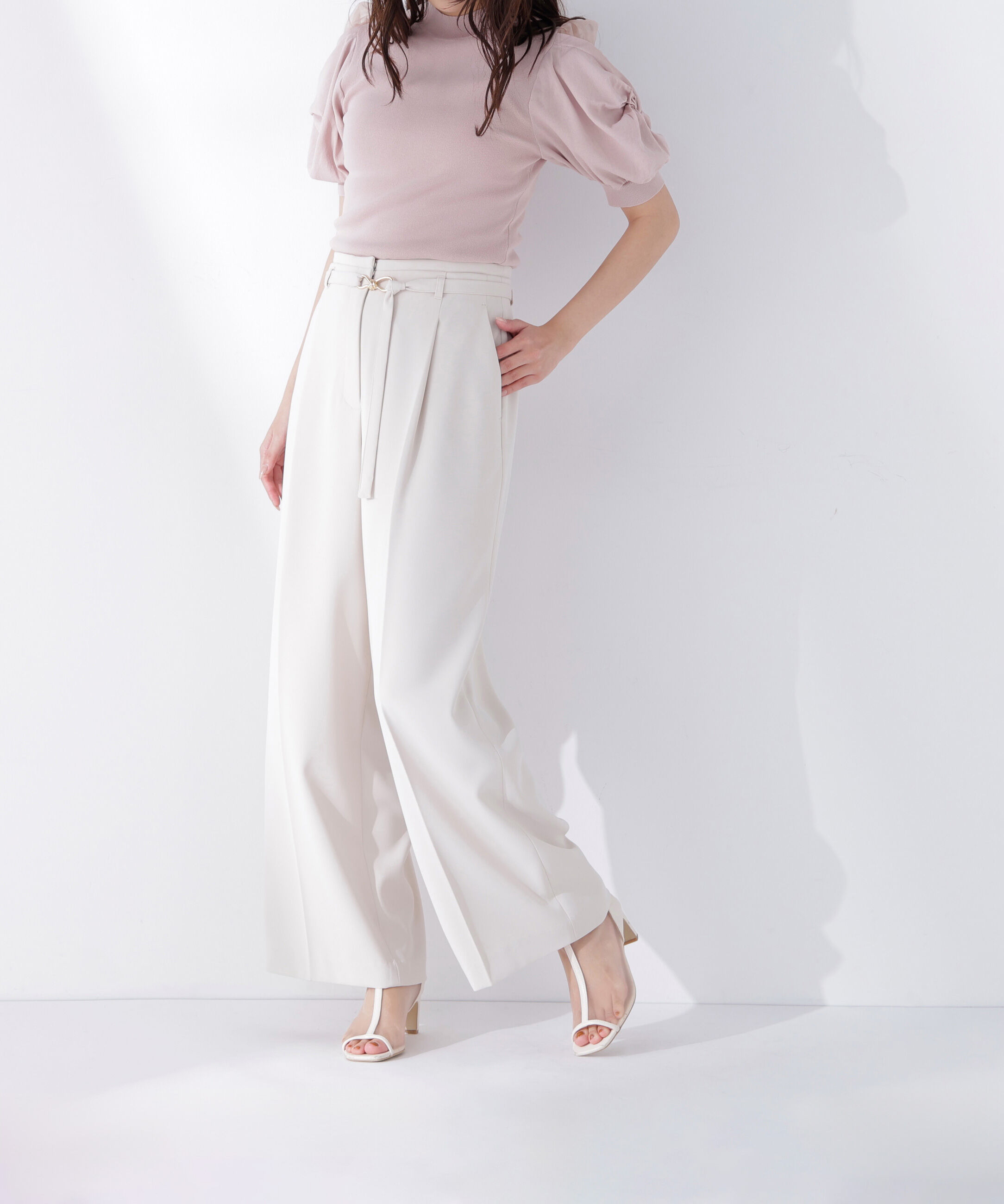  「＜骨格ウェーブ＞ハイウエストベルテッドパンツ」|その他|