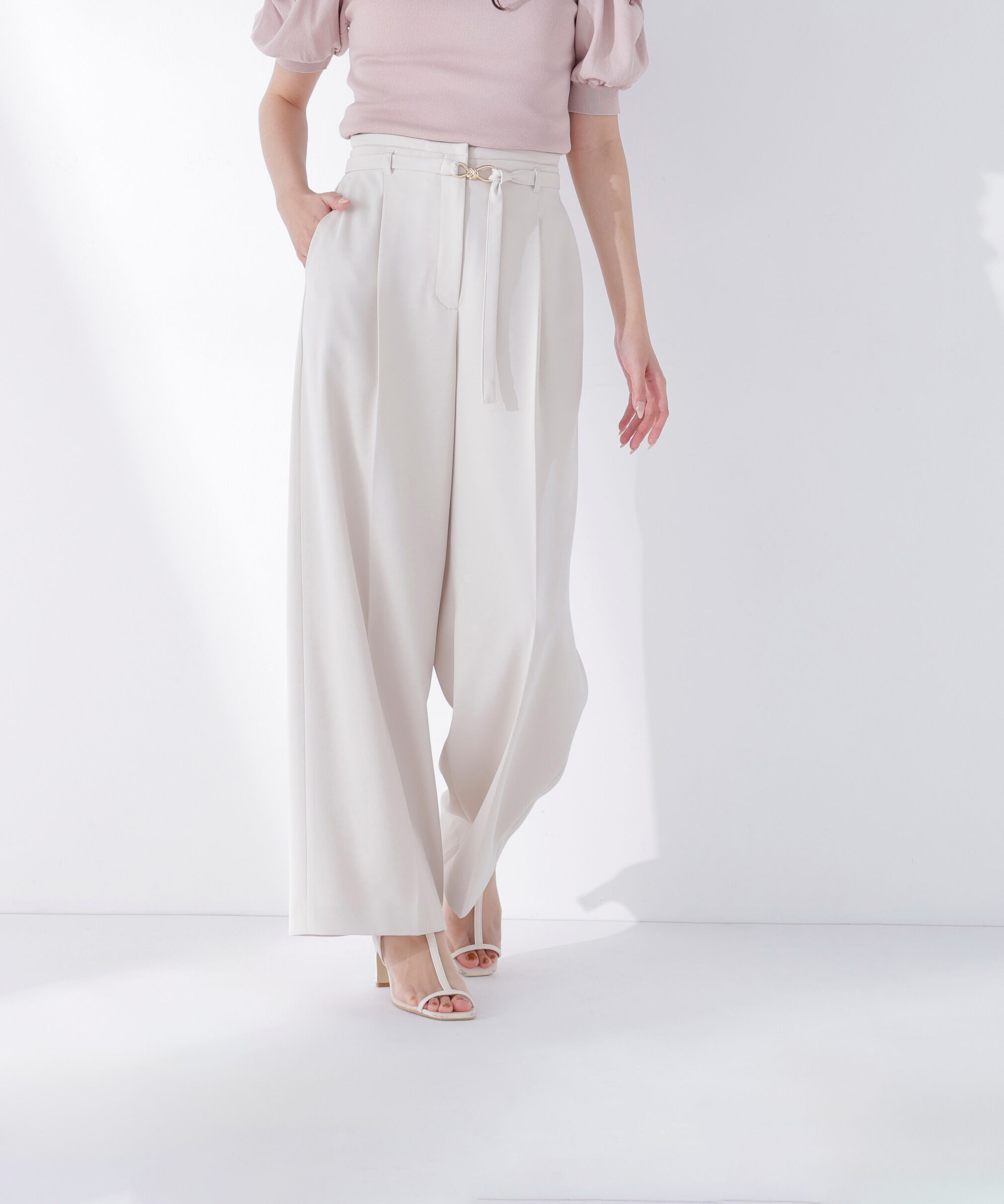  「＜骨格ウェーブ＞ハイウエストベルテッドパンツ」|その他|