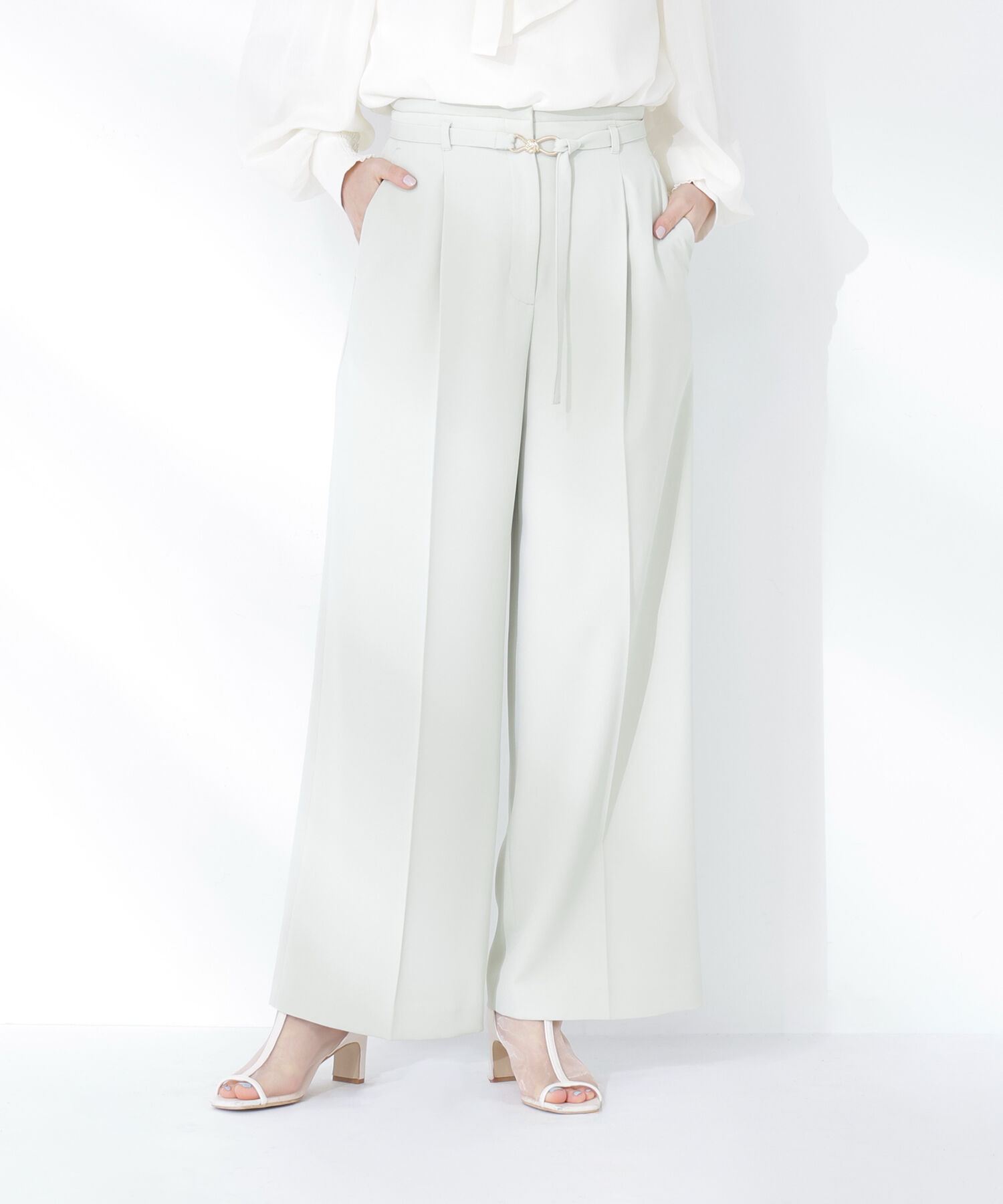  「＜骨格ウェーブ＞ハイウエストベルテッドパンツ」|その他|