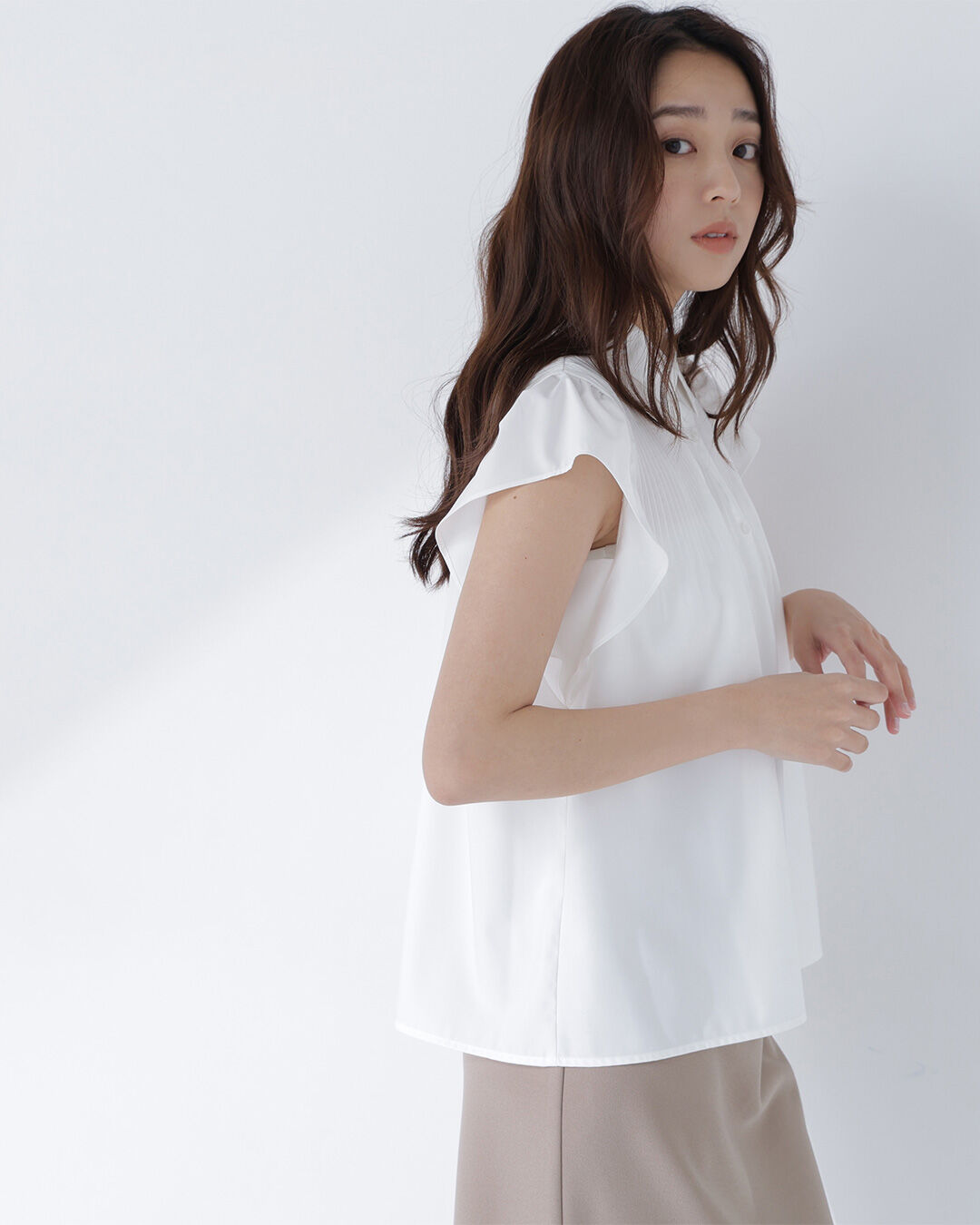  「プリーツフリルスリーブシャツ」|シャツ・ブラウス|
