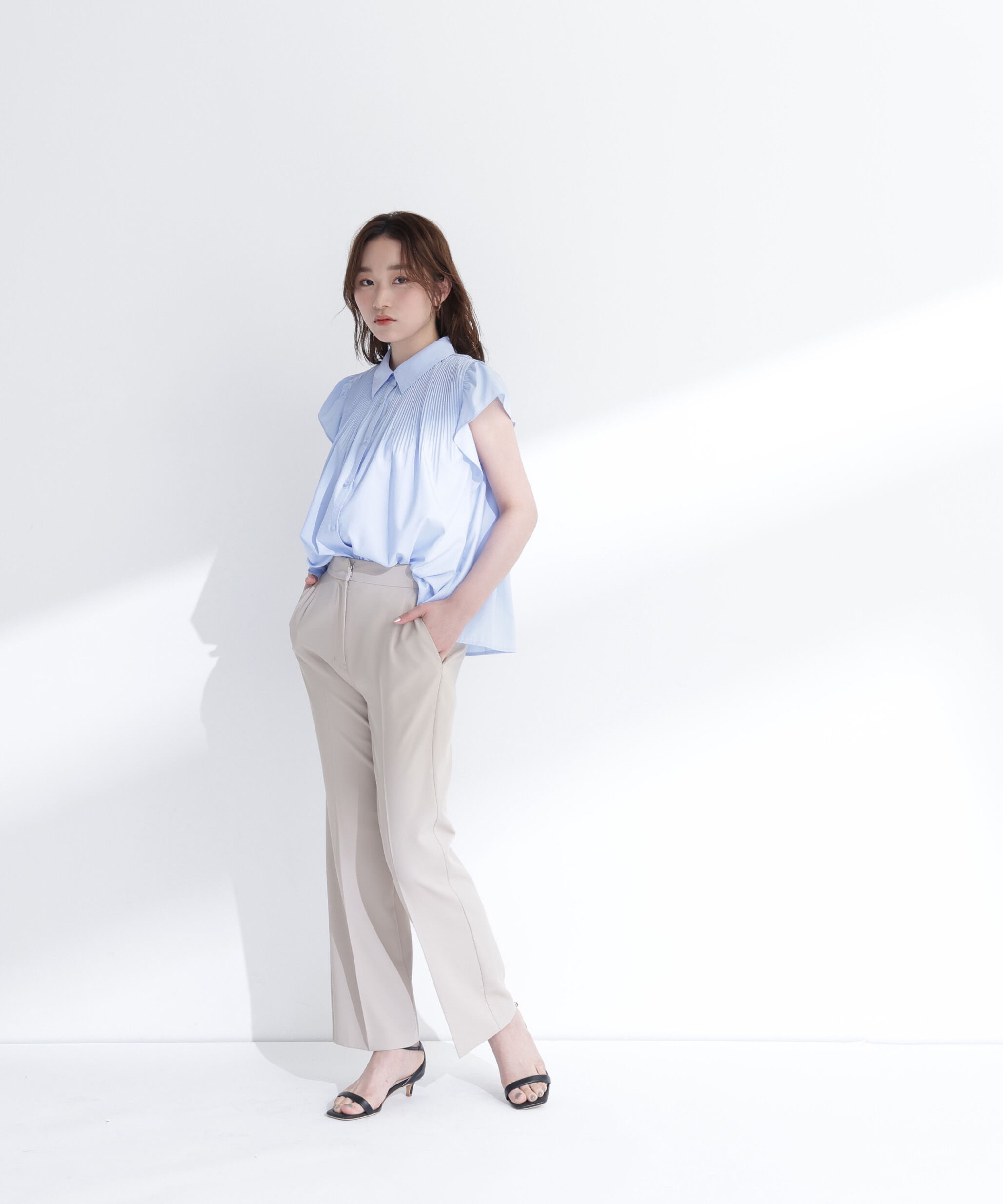  「プリーツフリルスリーブシャツ」|シャツ・ブラウス|