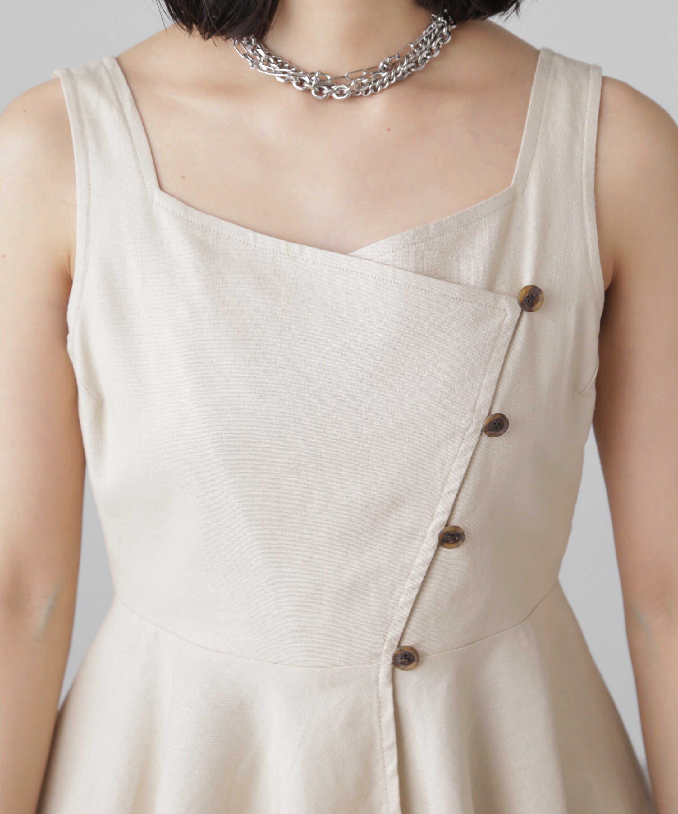  「リネンアシメボタンペプラムブラウス」|シャツ・ブラウス|