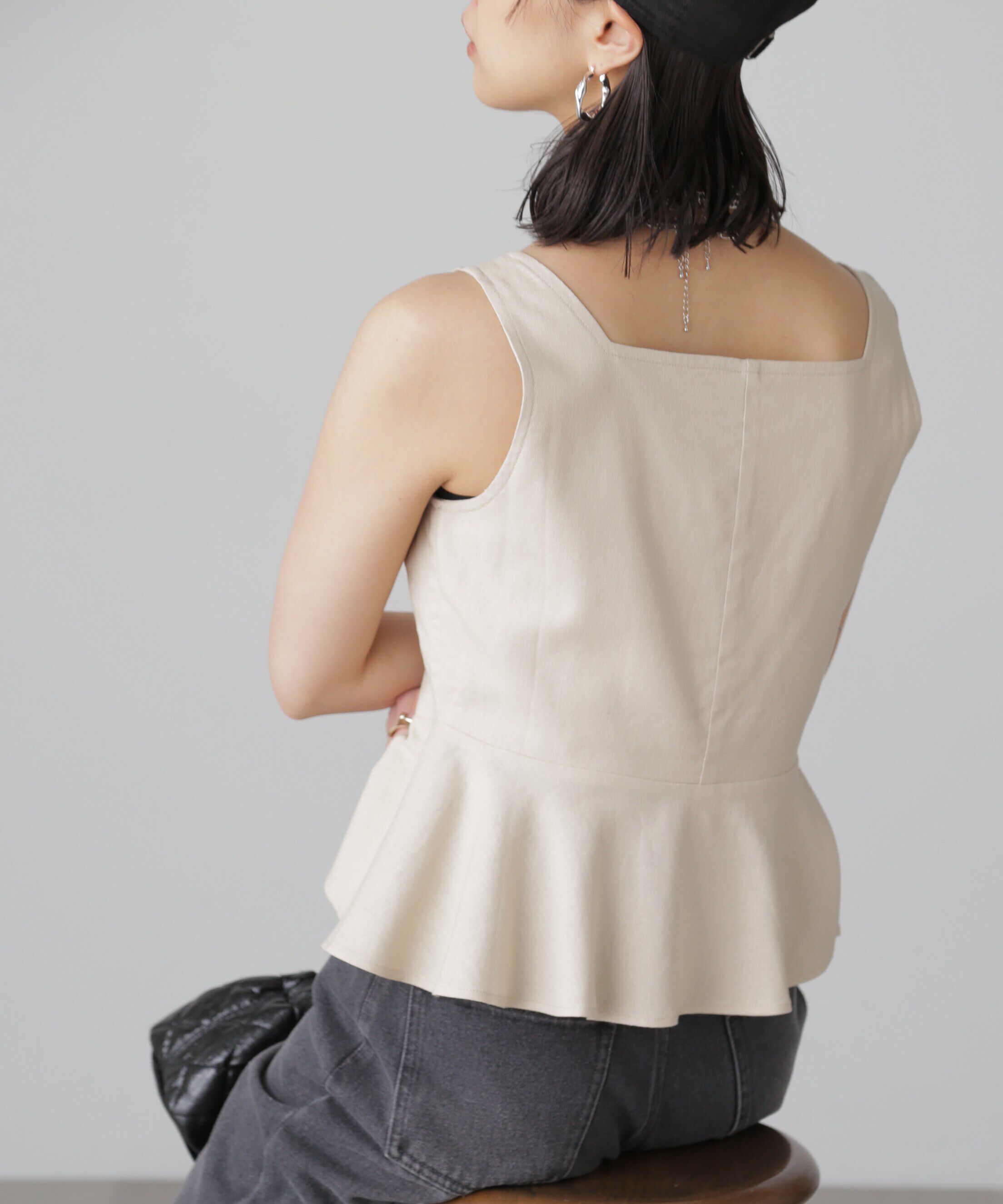  「リネンアシメボタンペプラムブラウス」|シャツ・ブラウス|