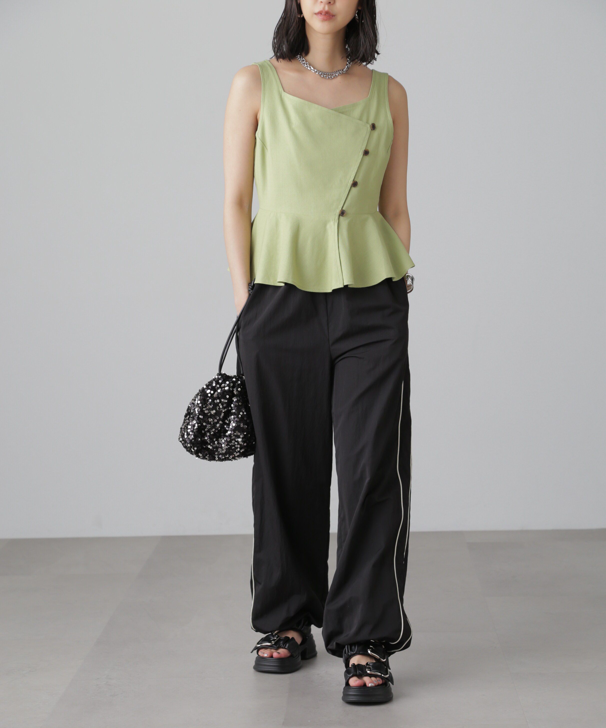  「リネンアシメボタンペプラムブラウス」|シャツ・ブラウス|