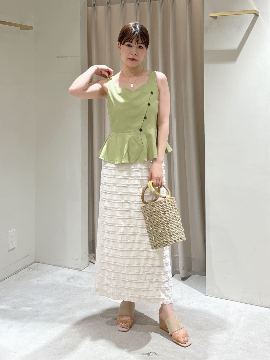  「リネンアシメボタンペプラムブラウス」|シャツ・ブラウス|