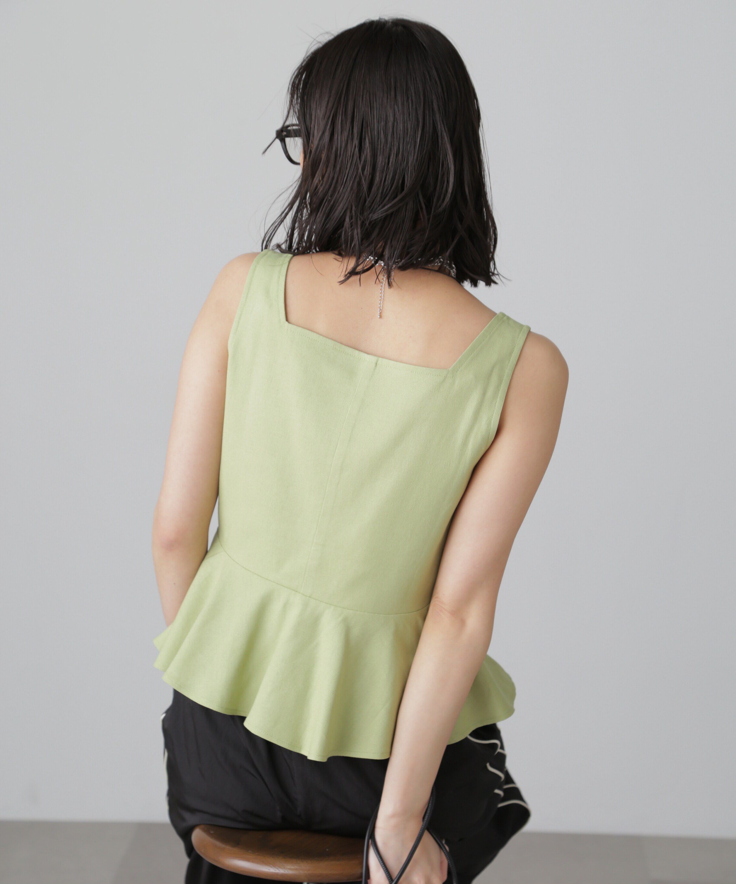  「リネンアシメボタンペプラムブラウス」|シャツ・ブラウス|