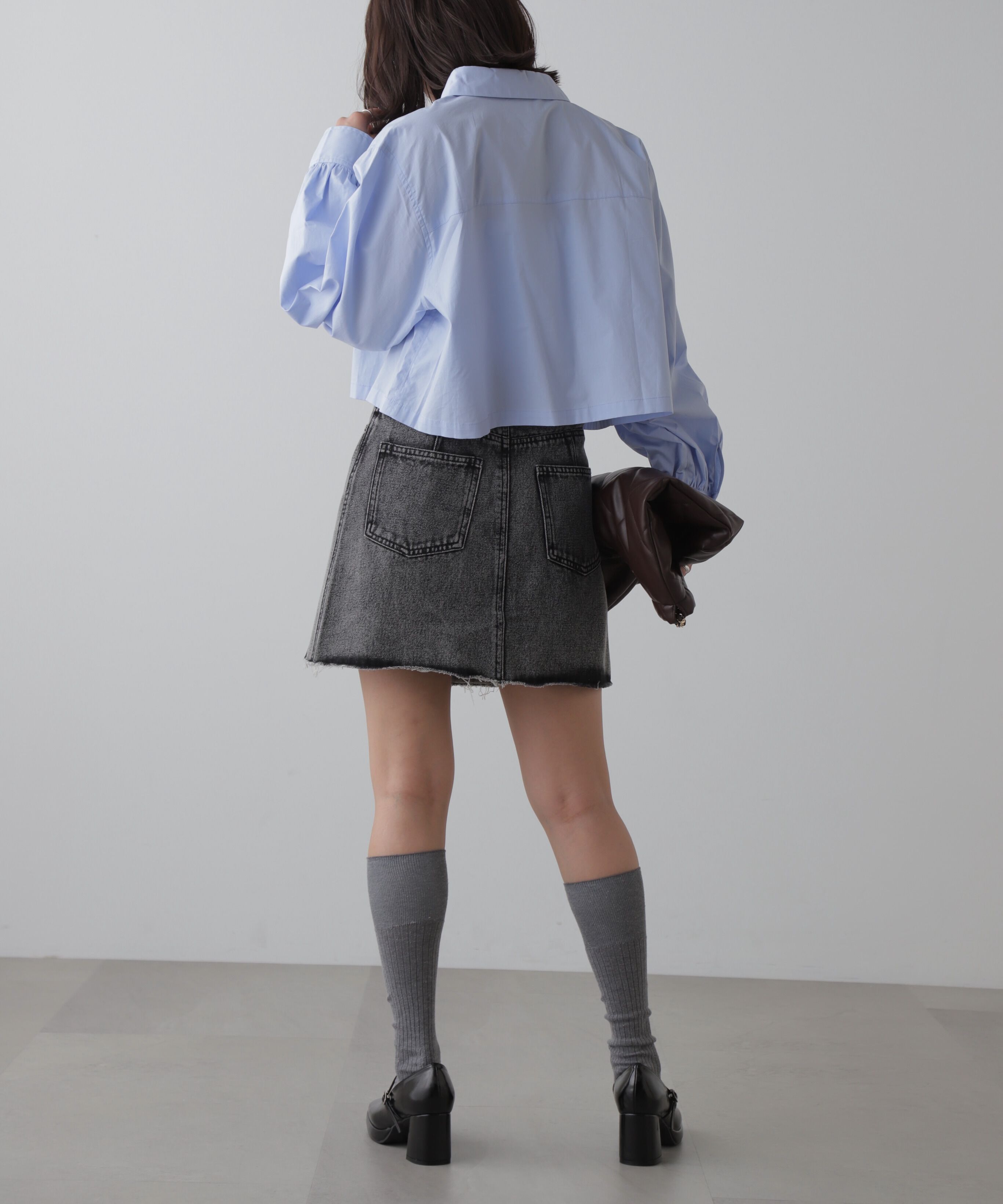  「［レイヤード可］デニムラップミニスカート」|スカート|