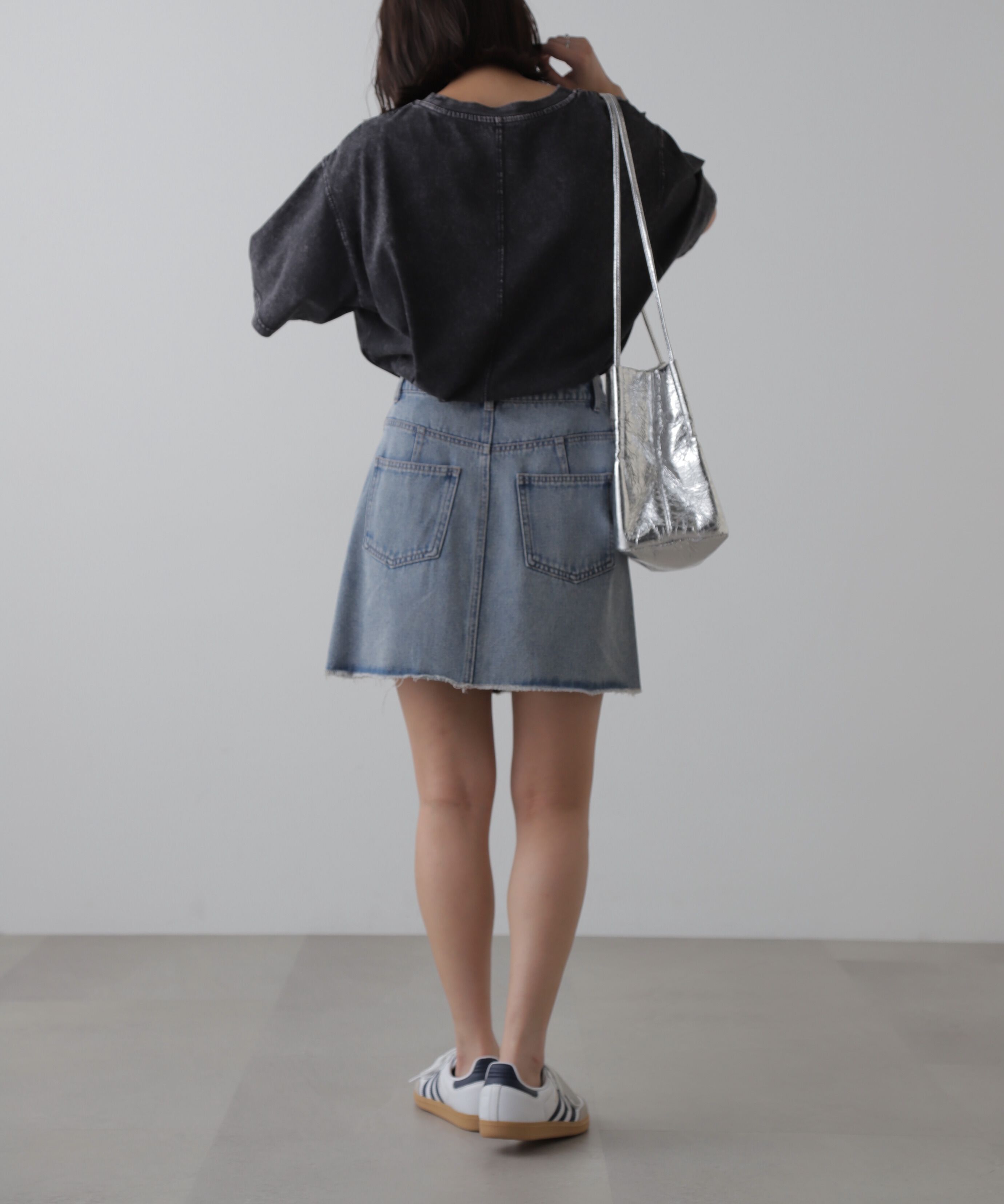  「［レイヤード可］デニムラップミニスカート」|スカート|
