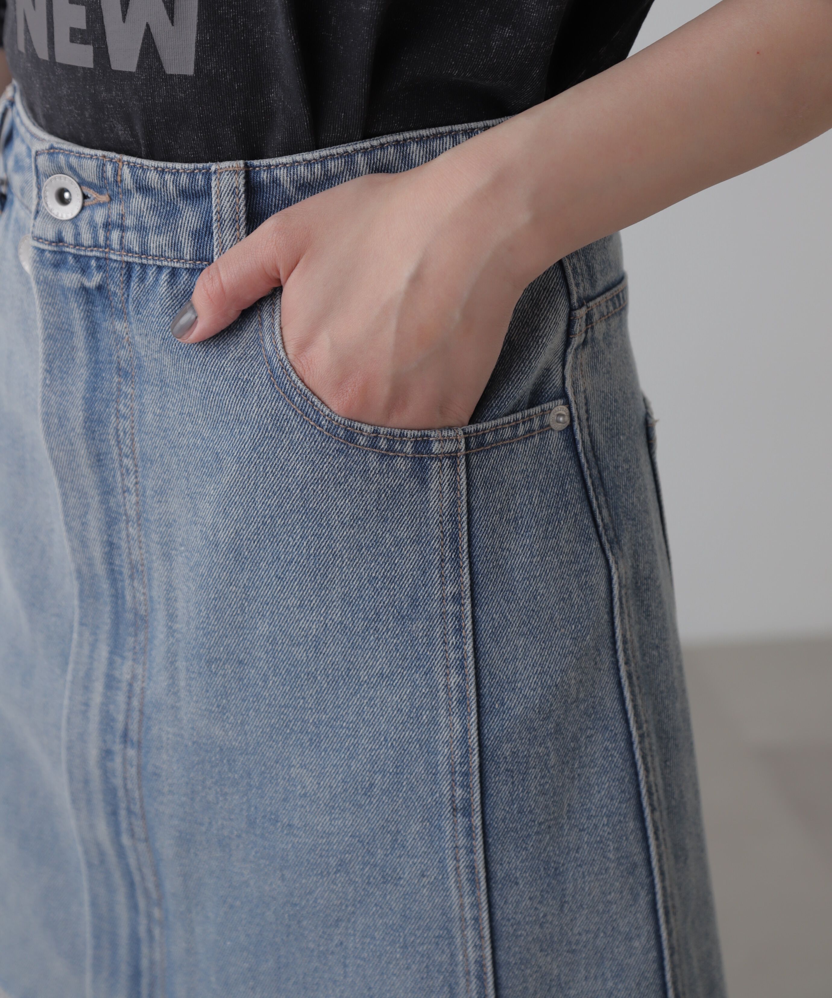  「［レイヤード可］デニムラップミニスカート」|スカート|