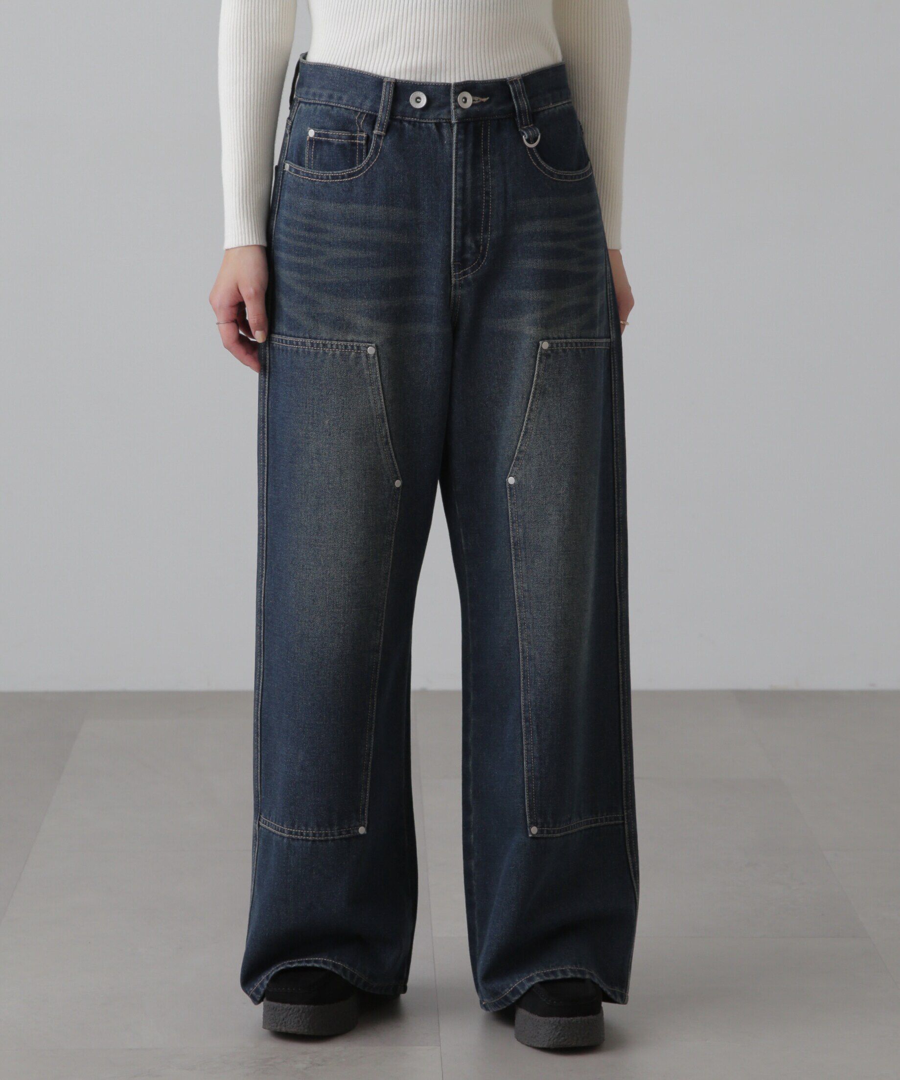  「ダブルニーワイドデニムパンツ」|その他|