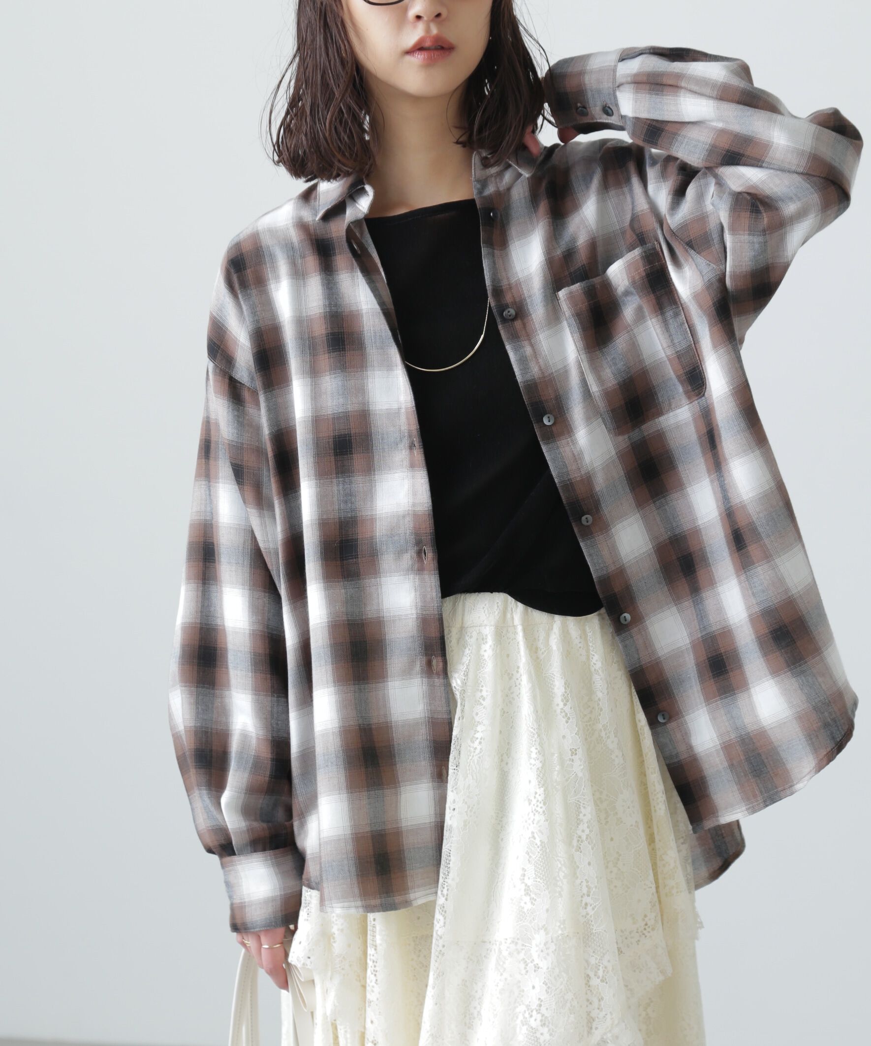 「オンブレチェックビッグシャツ」|シャツ・ブラウス|