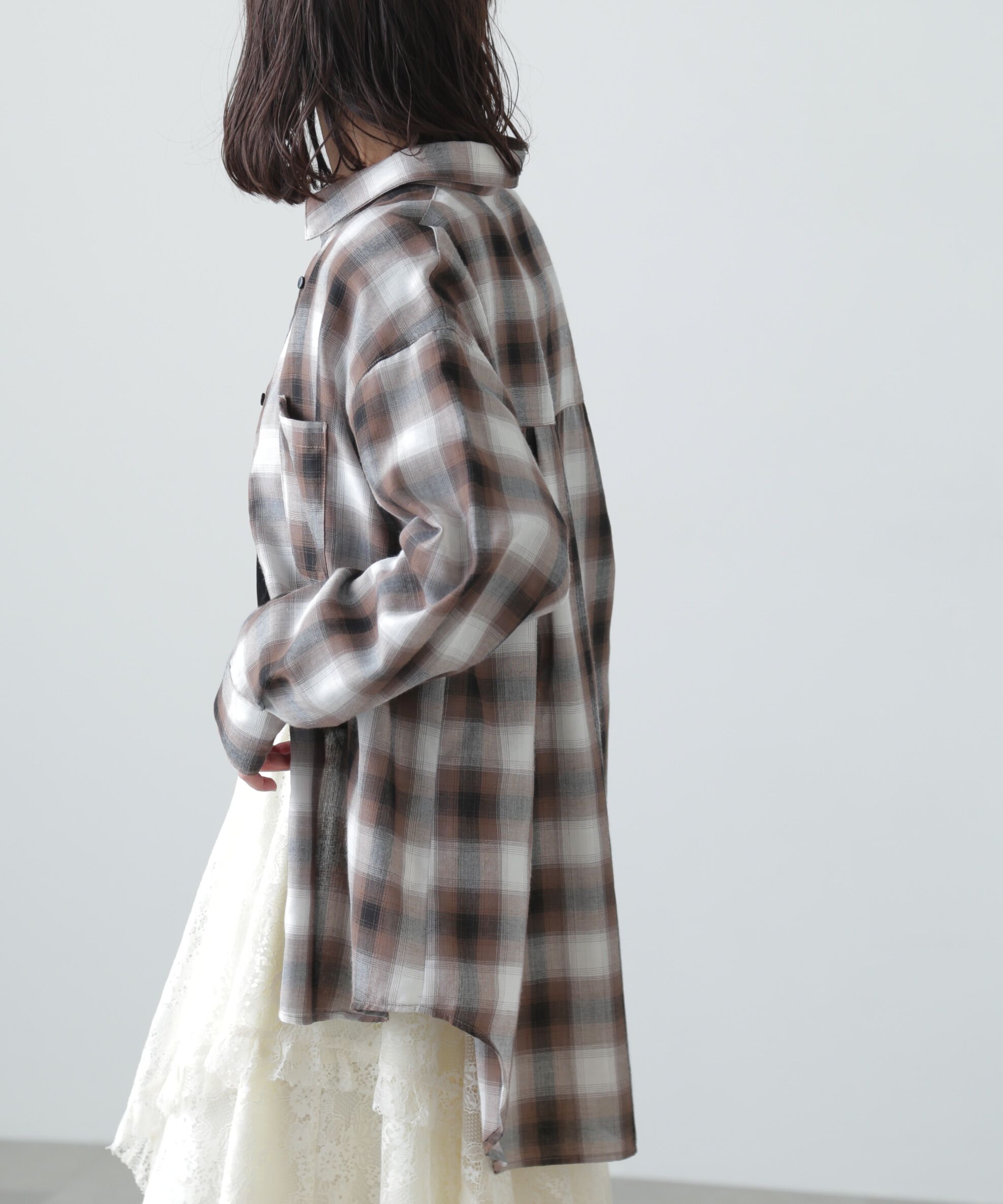  「オンブレチェックビッグシャツ」|シャツ・ブラウス|