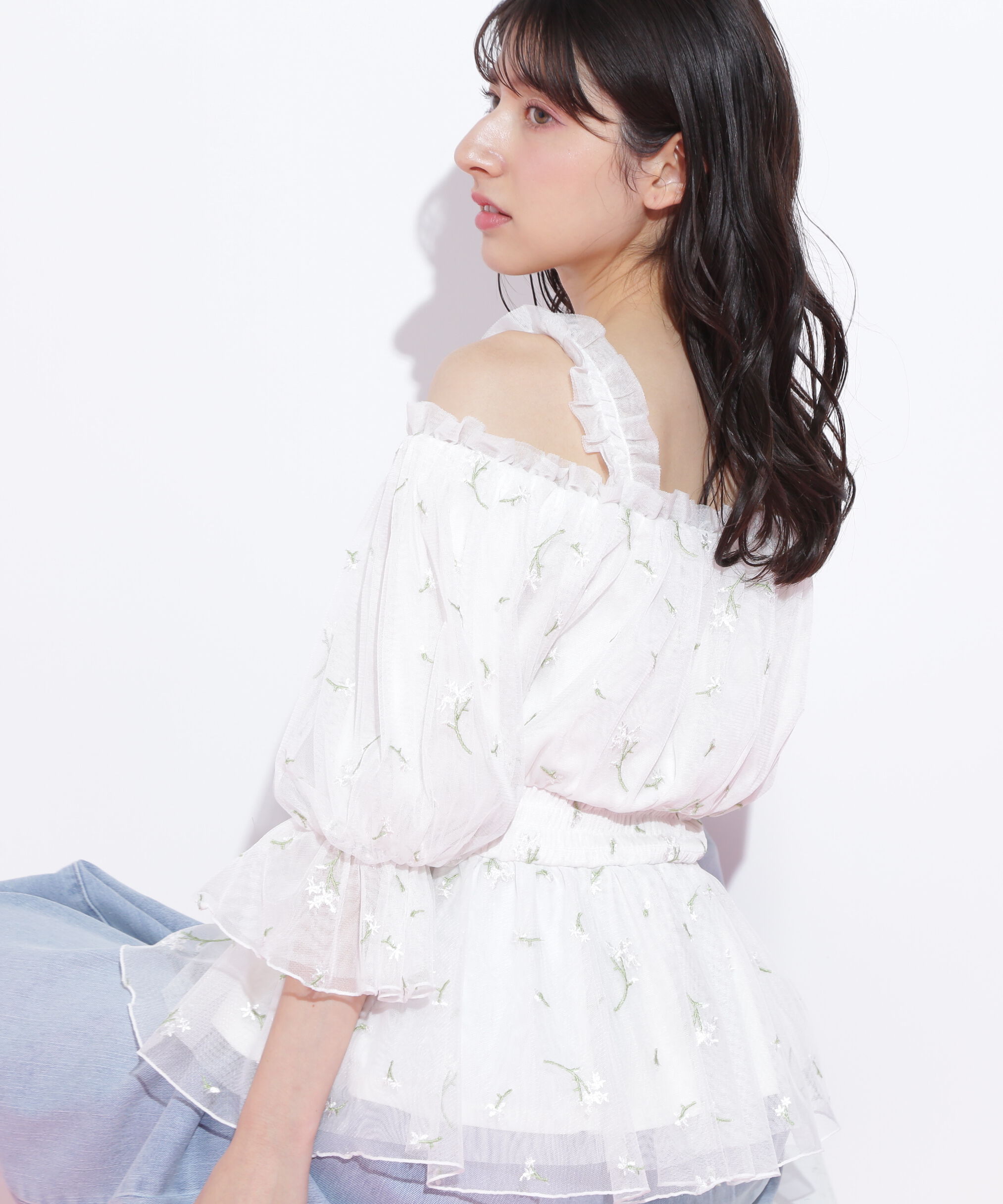  「チュールシャーリングブラウス」|シャツ・ブラウス|