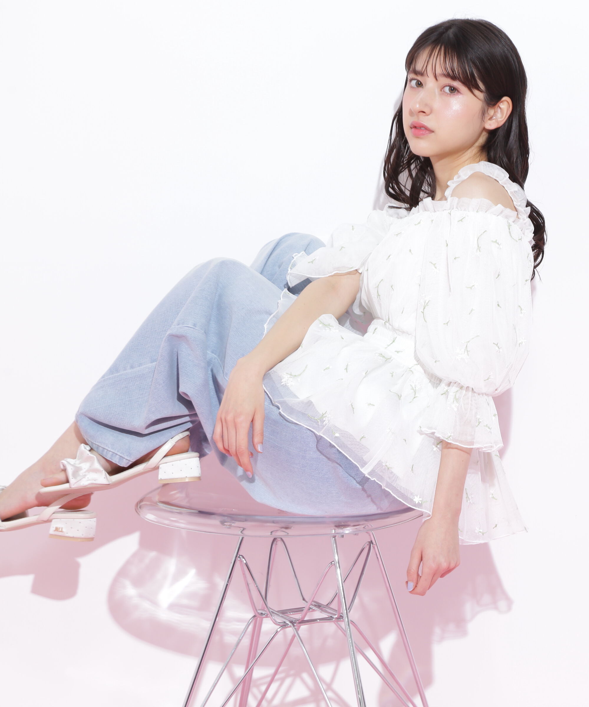  「チュールシャーリングブラウス」|シャツ・ブラウス|