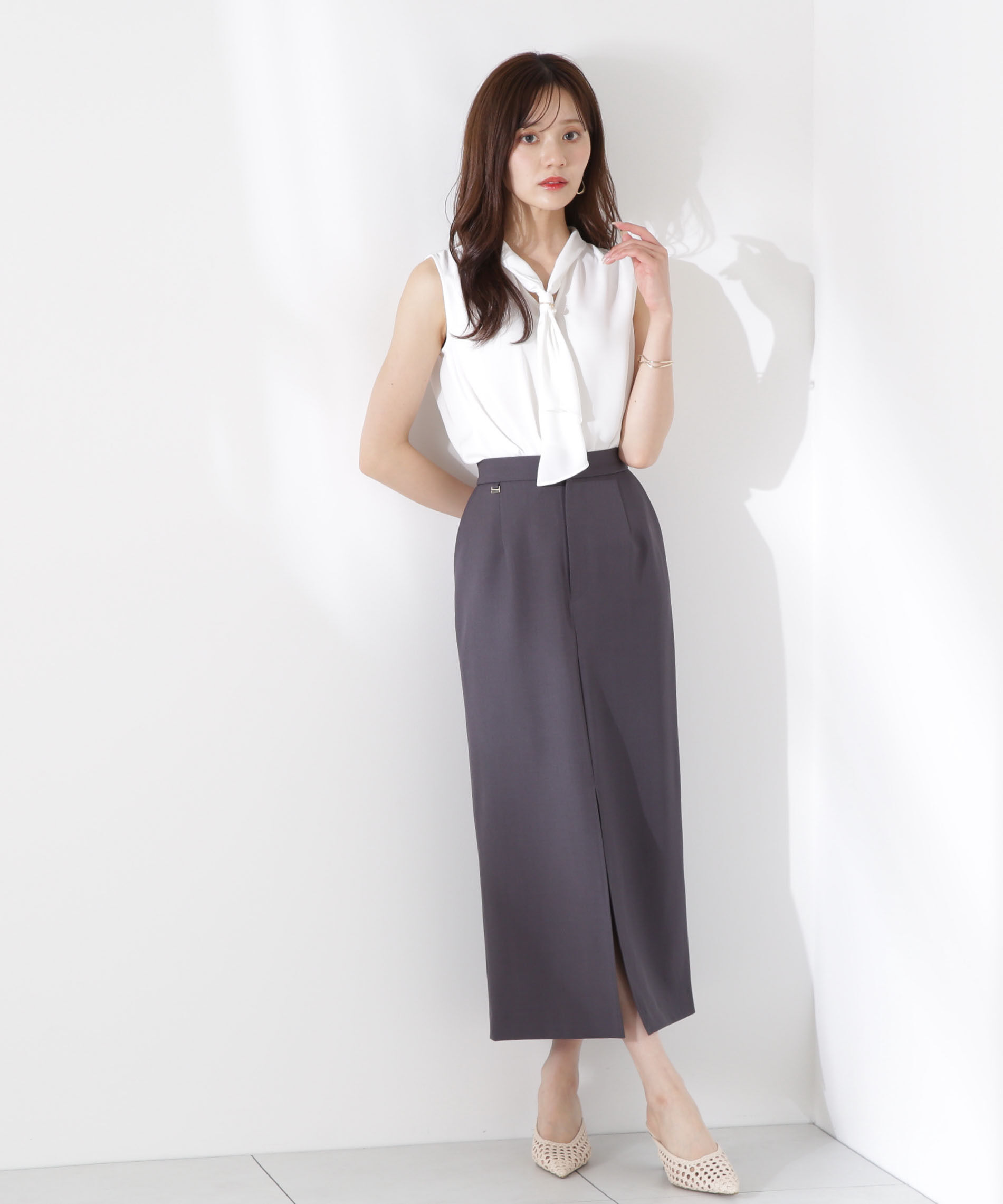 PROPORTION BODY DRESSING「パール付きフリルタイブラウス」|シャツ・ブラウス|