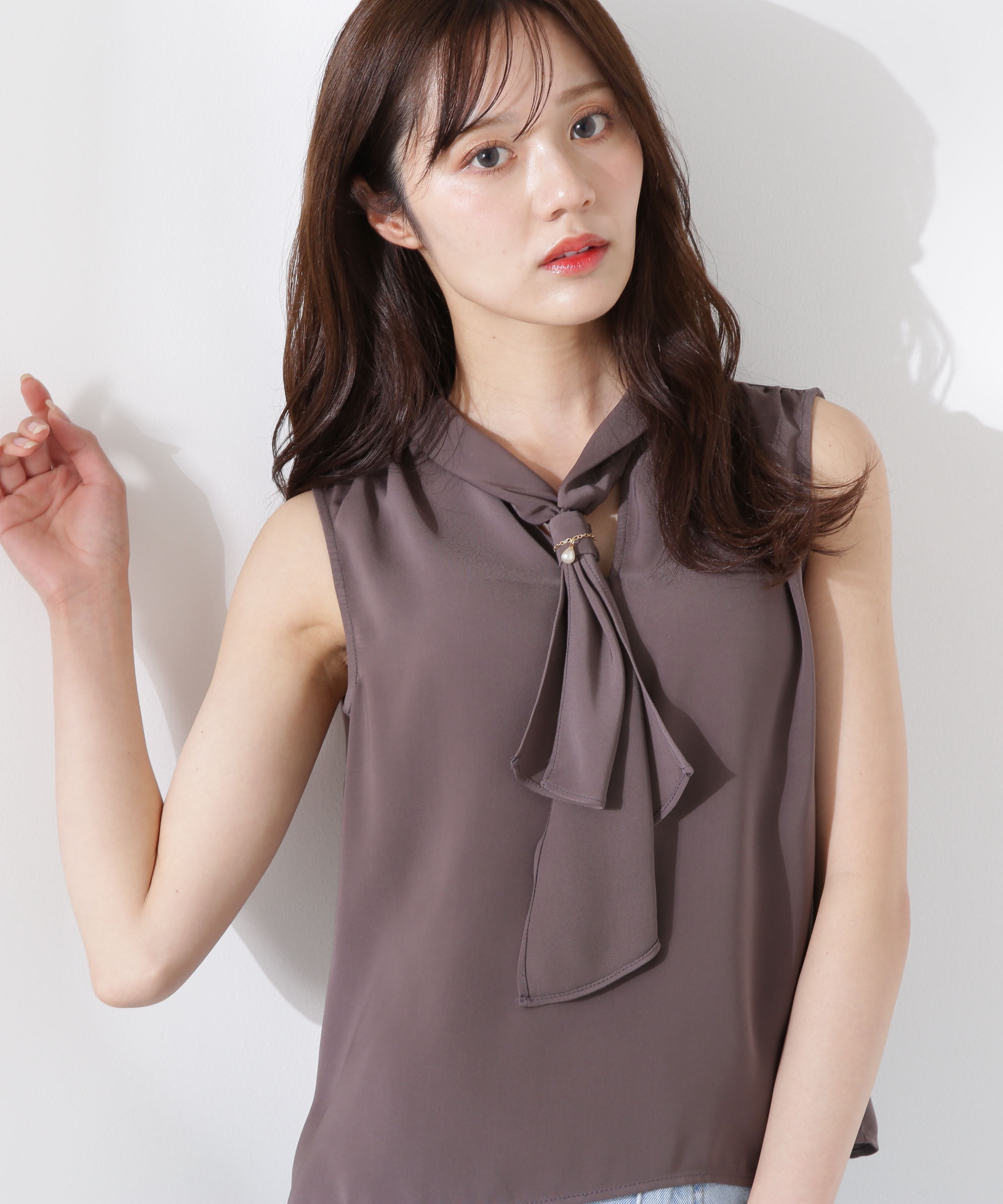 PROPORTION BODY DRESSING「パール付きフリルタイブラウス」|シャツ・ブラウス|