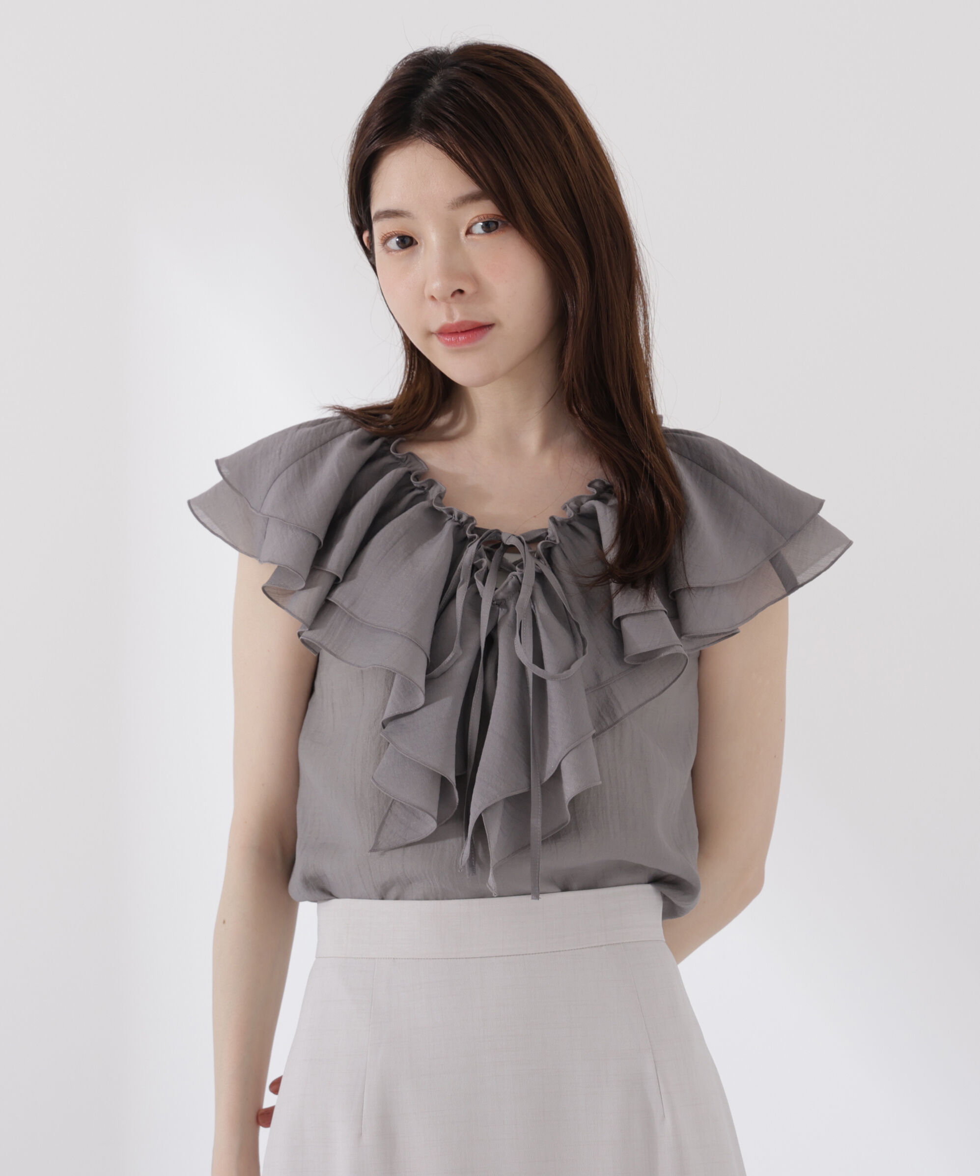 PROPORTION BODY DRESSING「フロントリボンシアーブラウス」|シャツ・ブラウス|