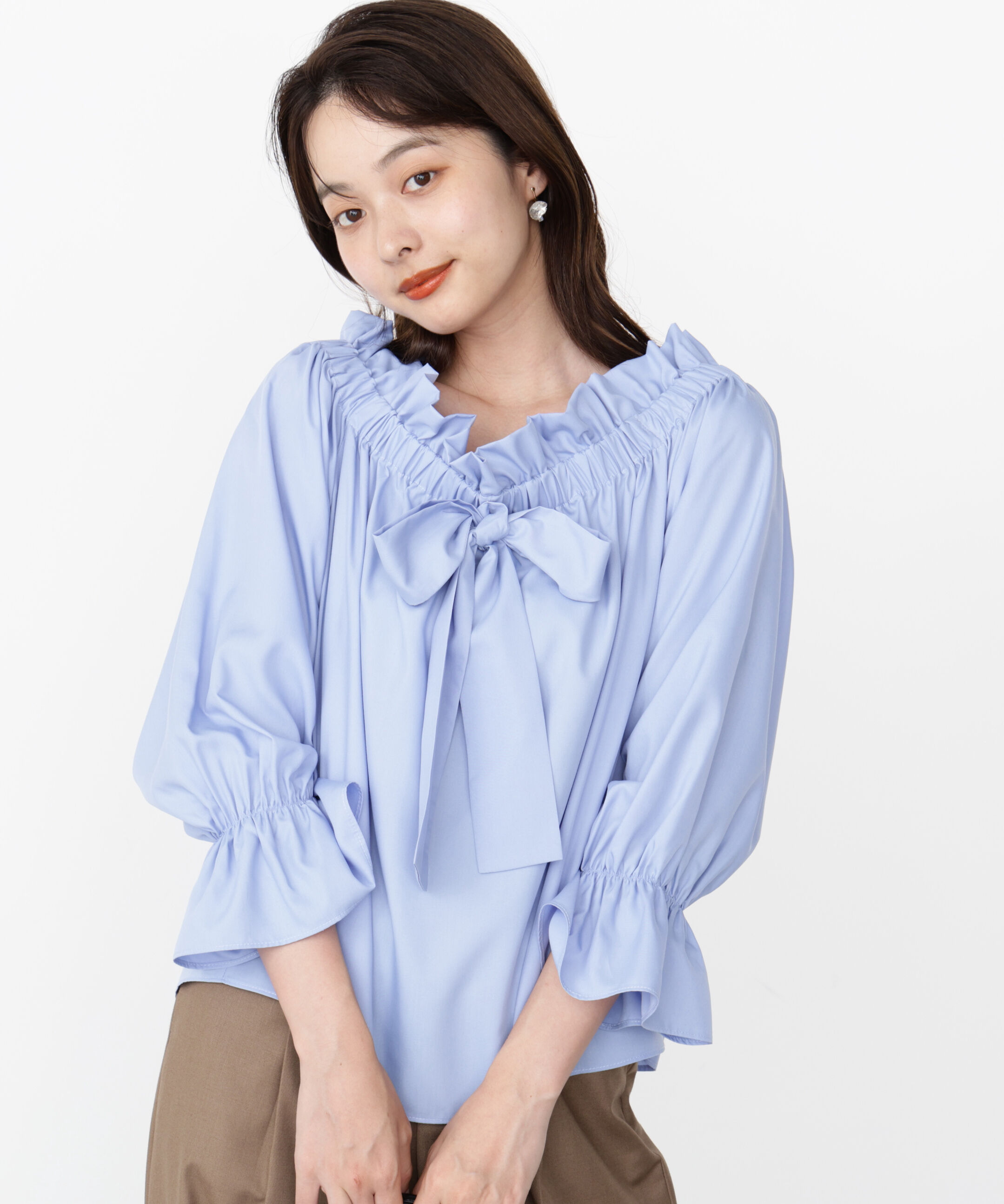 PROPORTION BODY DRESSING「＜ウォッシャブル＞リボン付きオフショルブラウス」|シャツ・ブラウス|