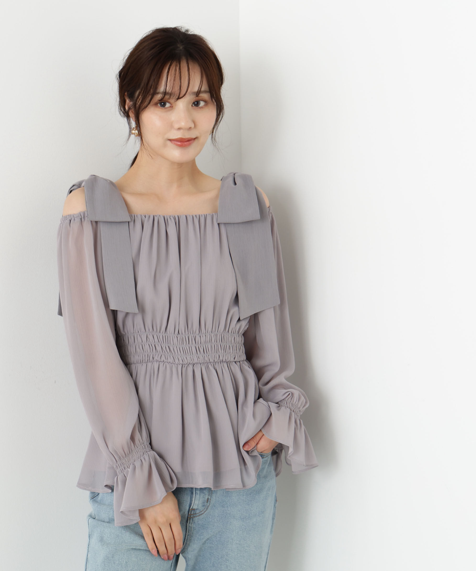 PROPORTION BODY DRESSING「ショルダーリボンシャーリングブラウス　25AW」|シャツ・ブラウス|