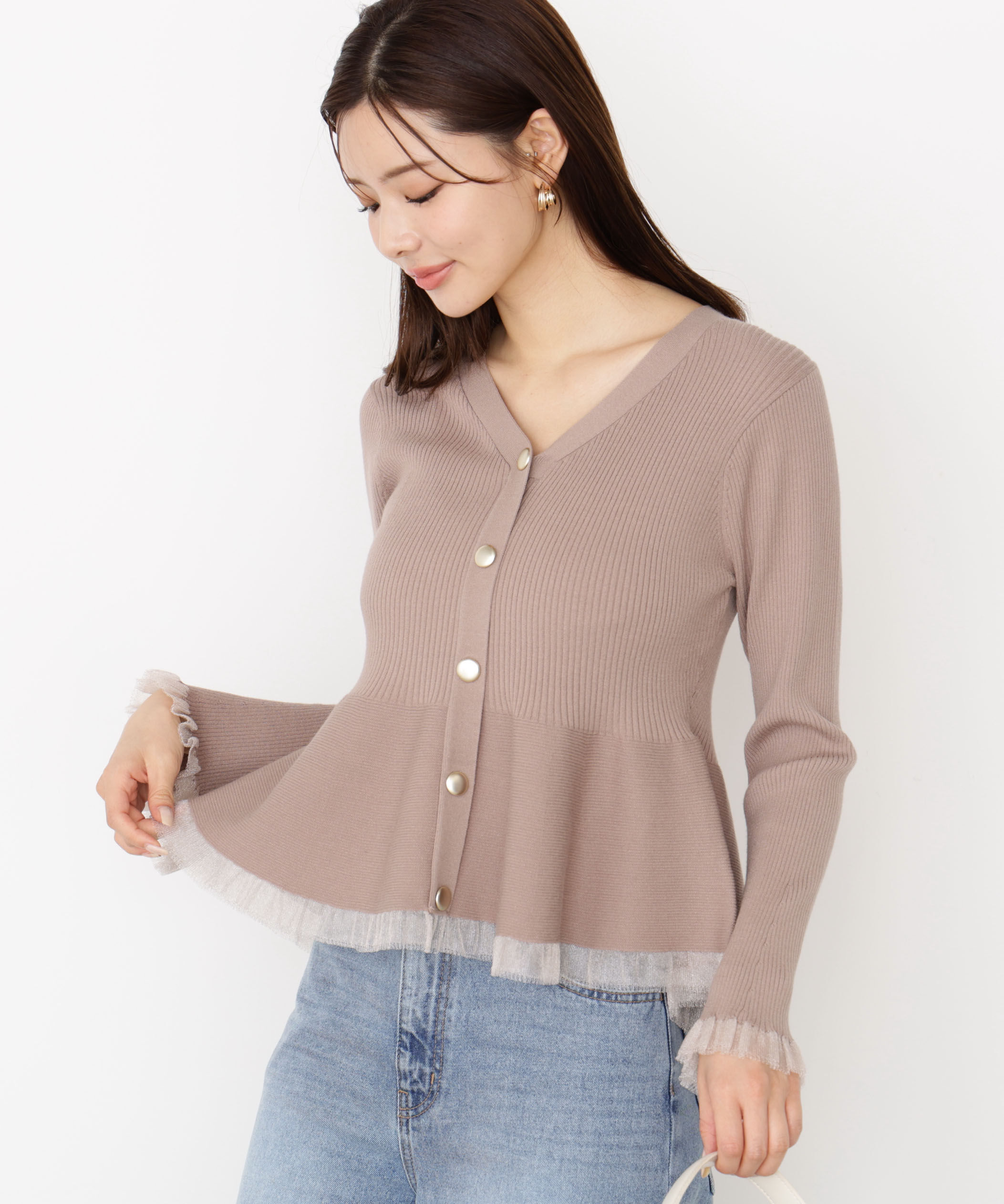 PROPORTION BODY DRESSING「シアー切り替えペプラムニット 25AW」|ニット・セーター|