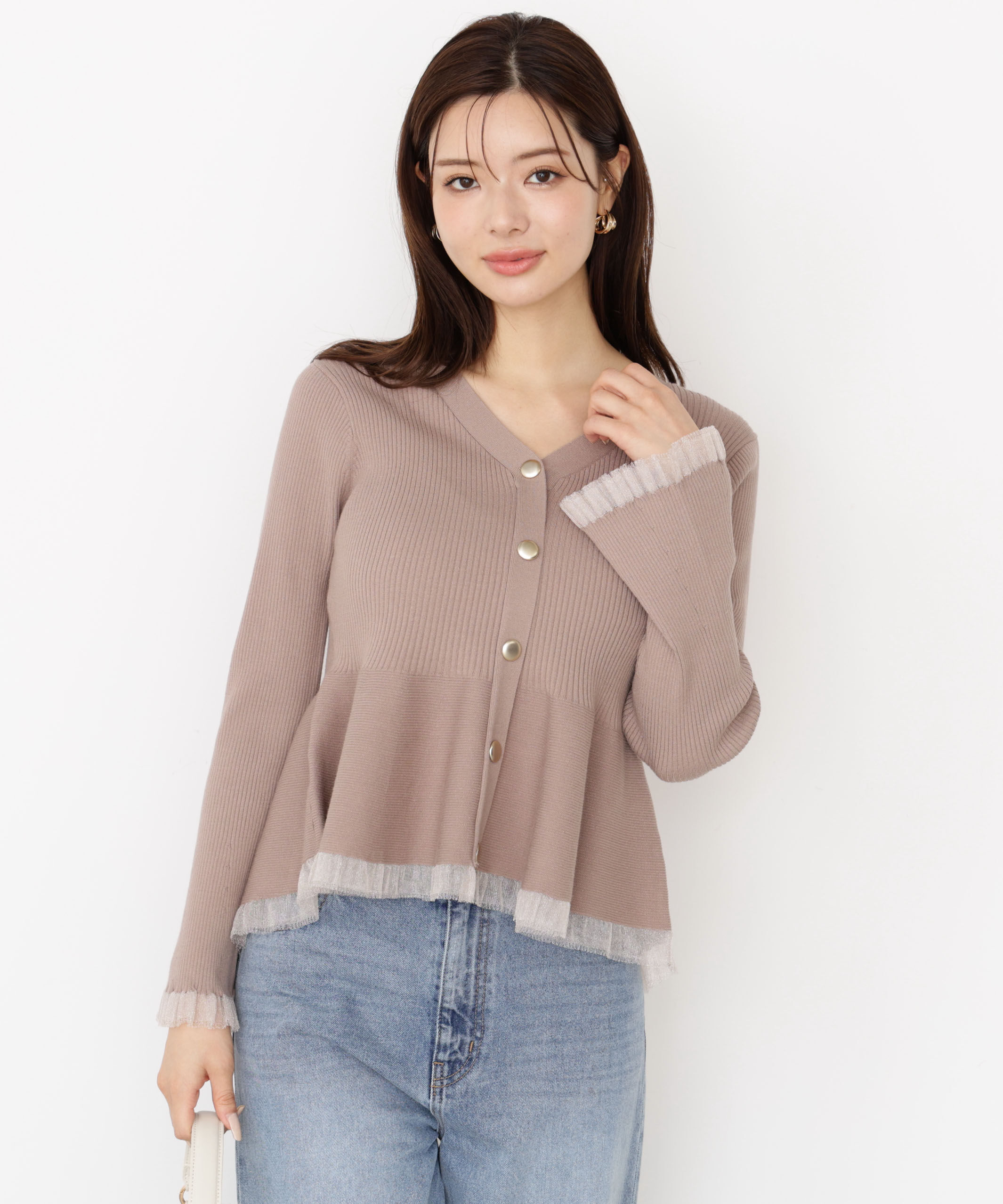 PROPORTION BODY DRESSING「シアー切り替えペプラムニット 25AW」|ニット・セーター|