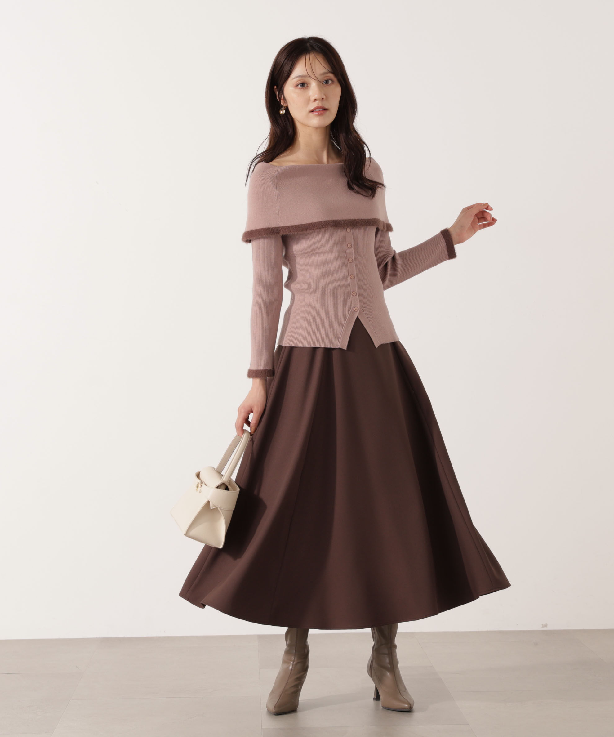 PROPORTION BODY DRESSING「＜ウォッシャブル＞ウィンターフレアースカート 25AW」|スカート|ブラウン