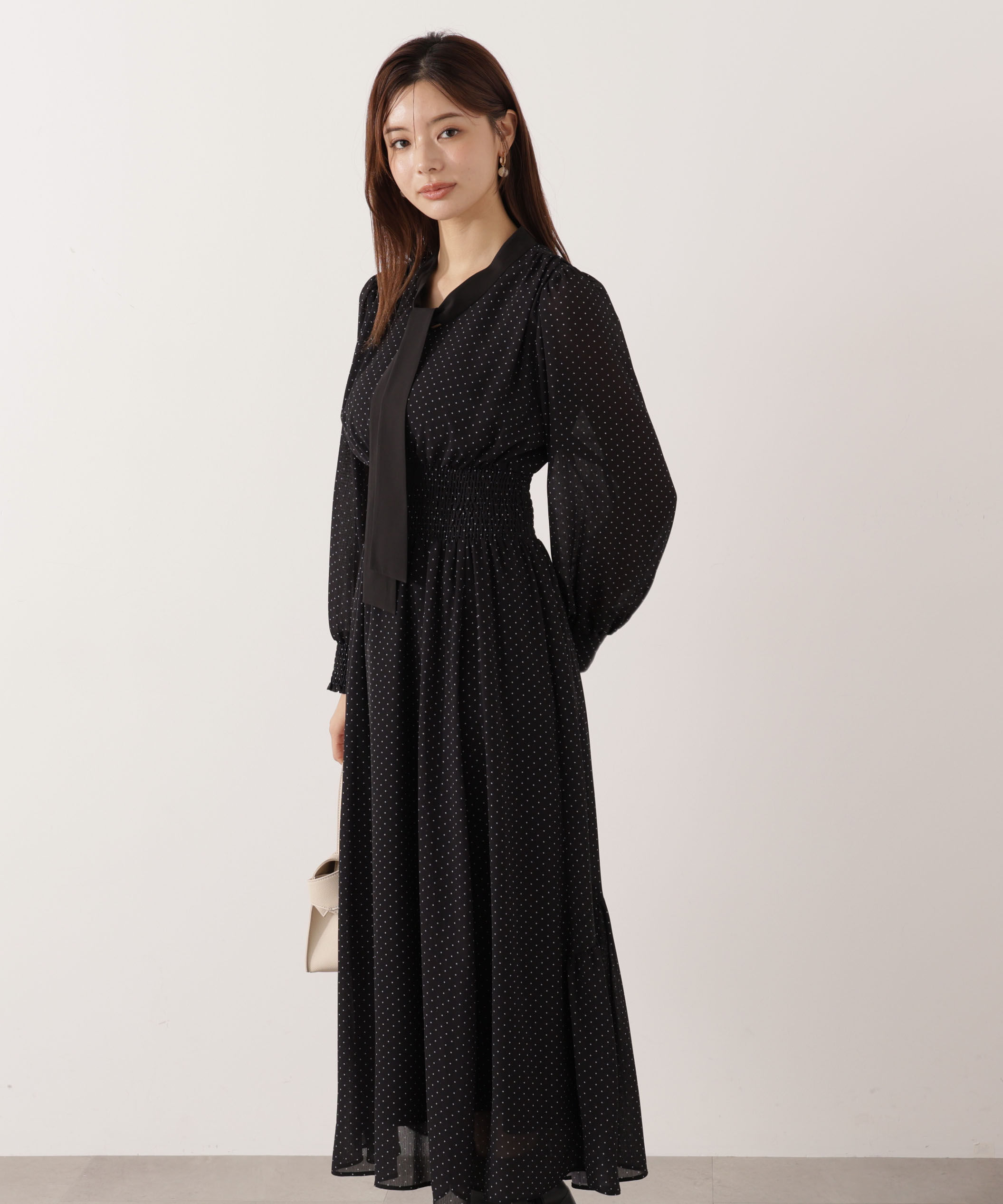 PROPORTION BODY DRESSING「タイ付きウエストシャーリングワンピース」|ワンピース|