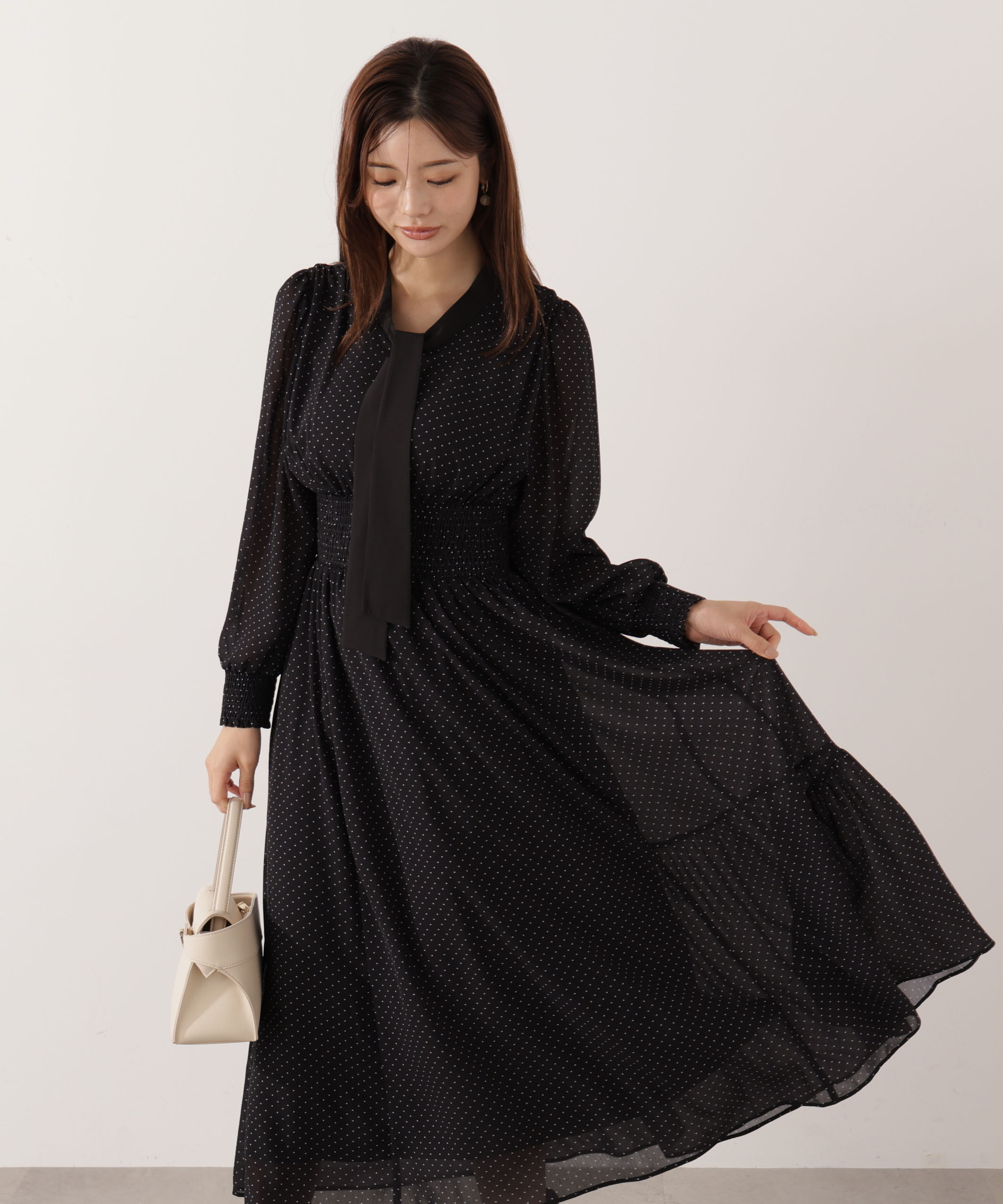 PROPORTION BODY DRESSING「タイ付きウエストシャーリングワンピース」|ワンピース|