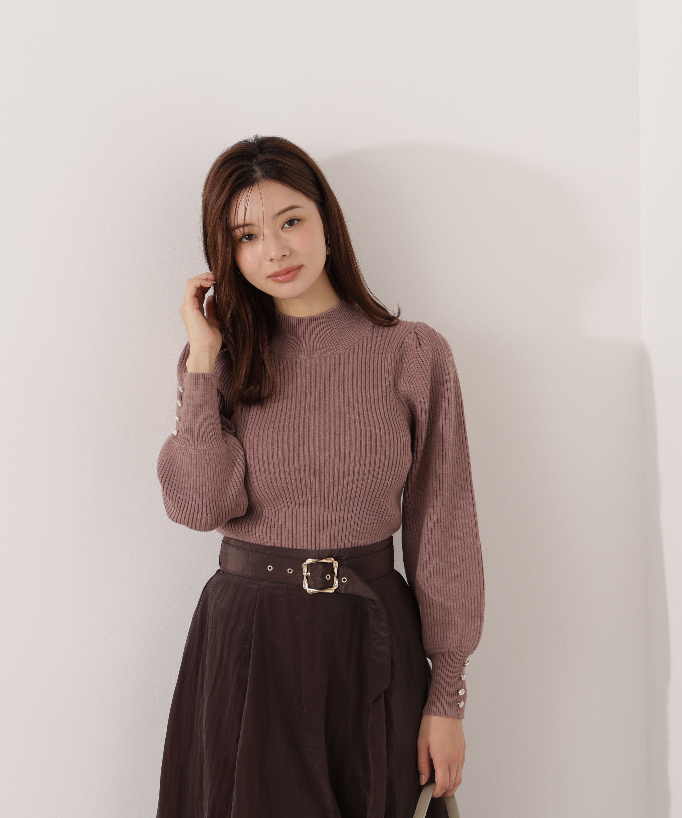 PROPORTION BODY DRESSING「＜ハンドウォッシャブル＞ハイネックボリュームスリーブニット 25AW」|ニット・セーター|