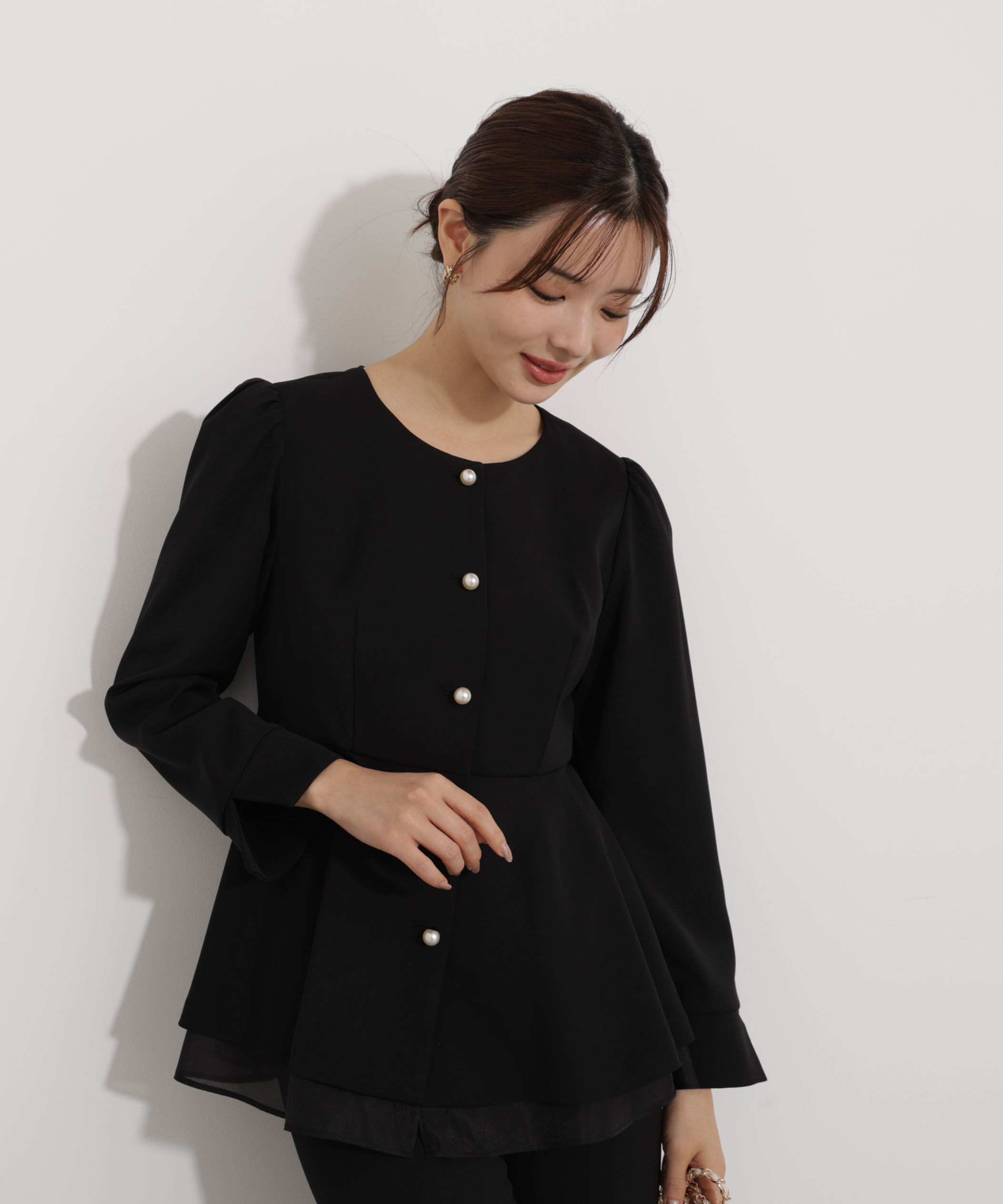 PROPORTION BODY DRESSING「＜セットアップ対応＞ペプラムジャケット」|ブルゾン・スタジャン|ブラック