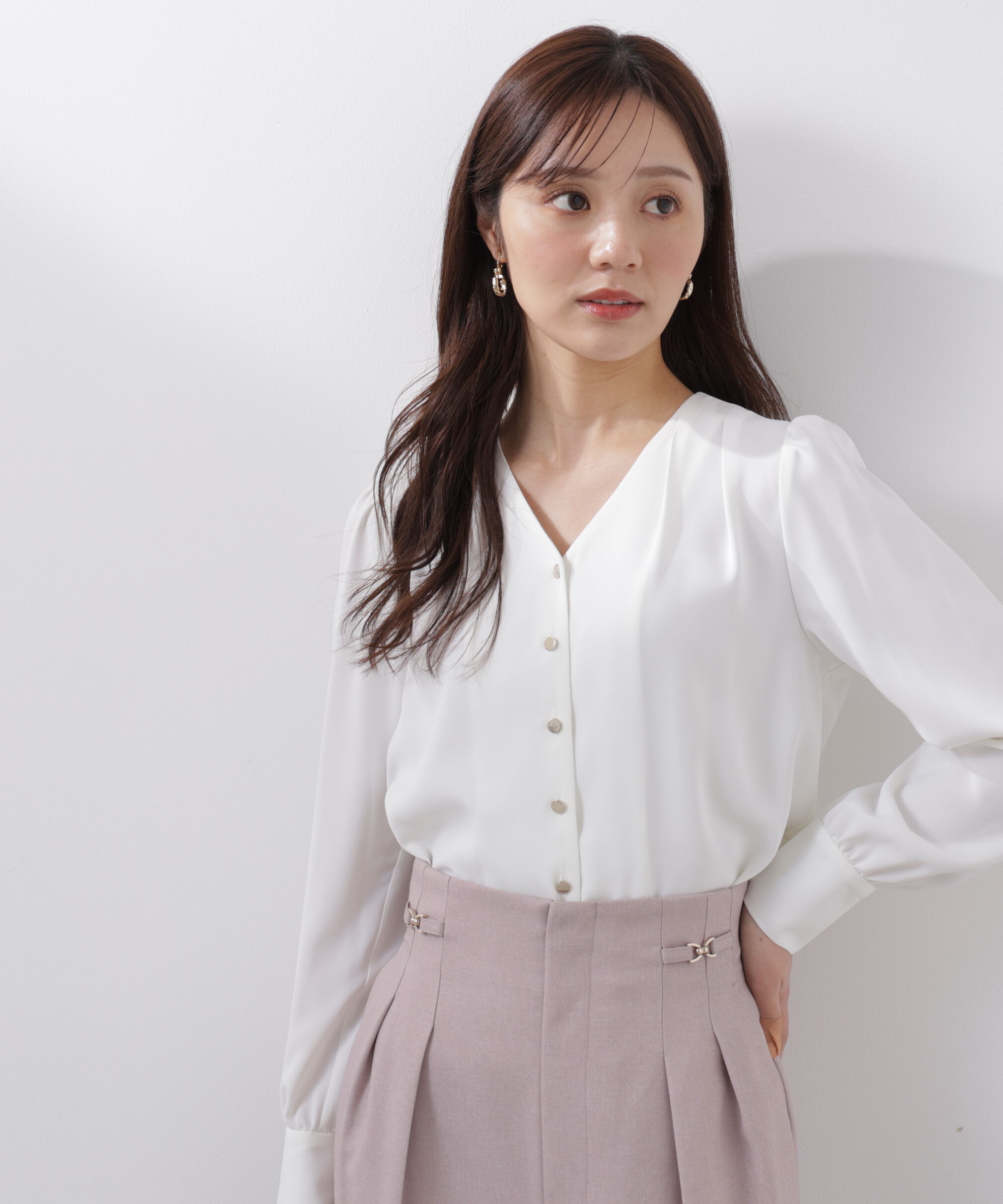 PROPORTION BODY DRESSING「キラ釦タックブラウス　26SS」|シャツ・ブラウス|ホワイト