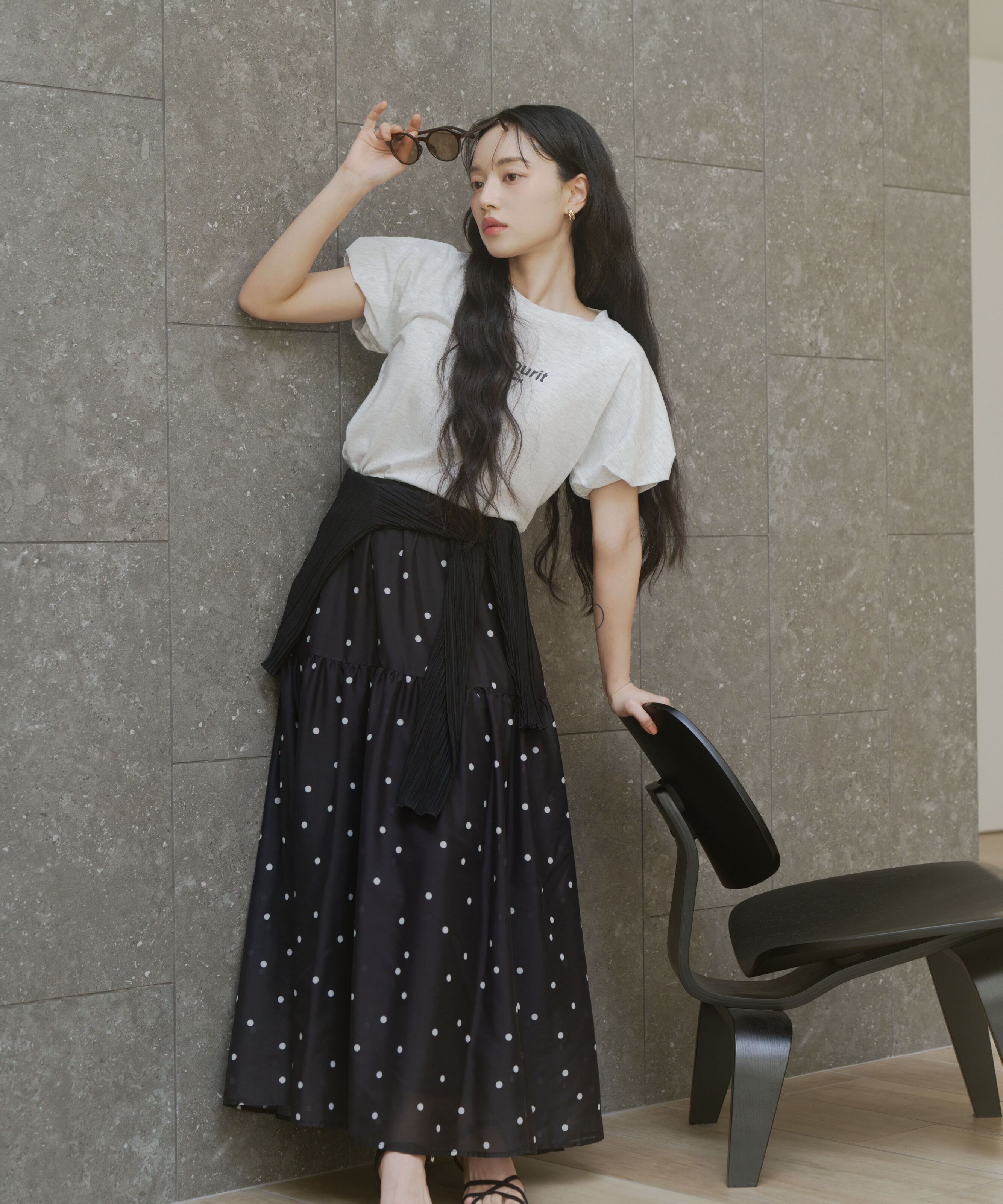 PROPORTION BODY DRESSING「ドットプリントティアードスカート 26SS」|スカート|ブラック