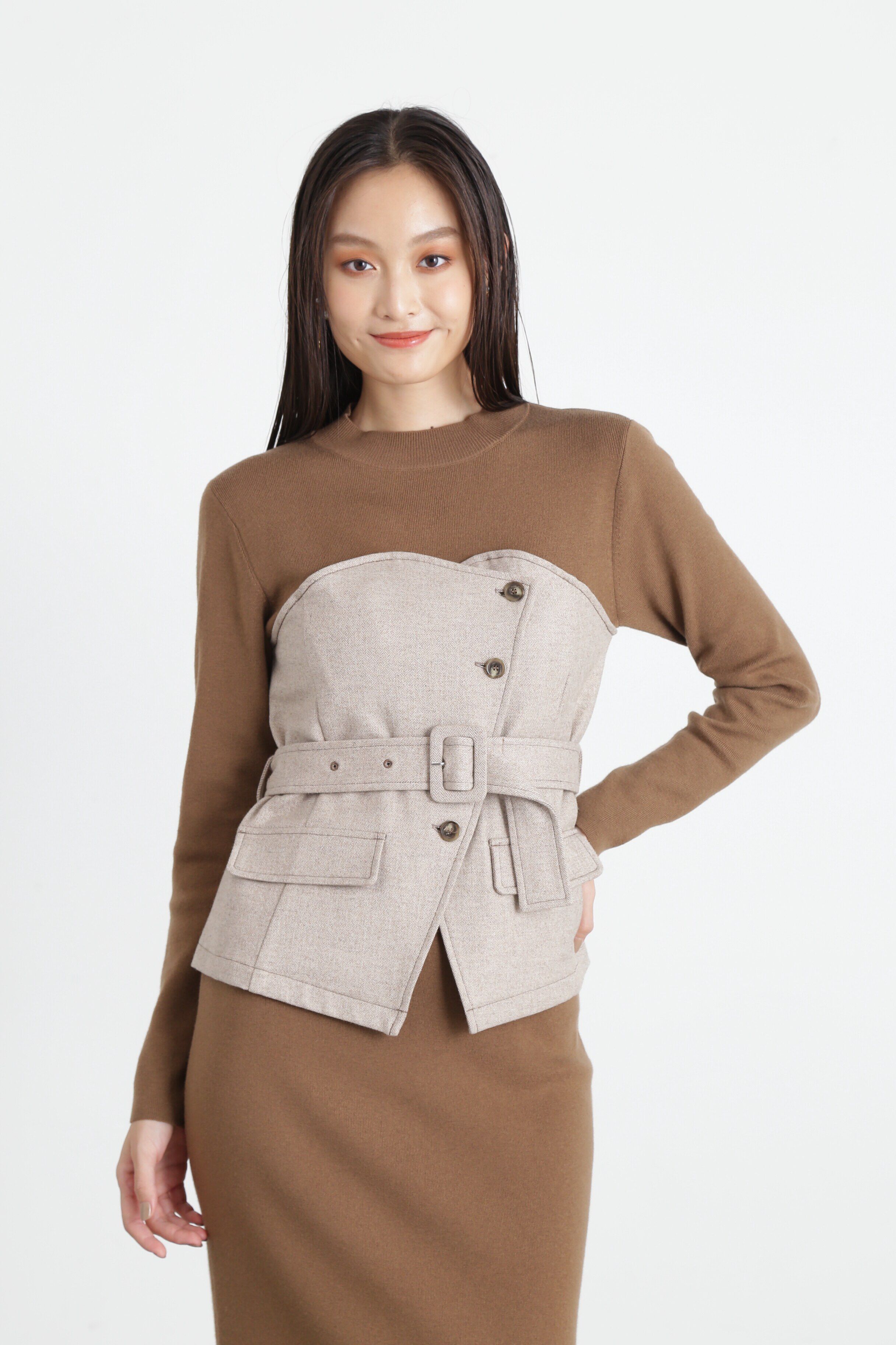  「◆ヘリンボンコンビニットプルオーバー」|ニット・セーター|