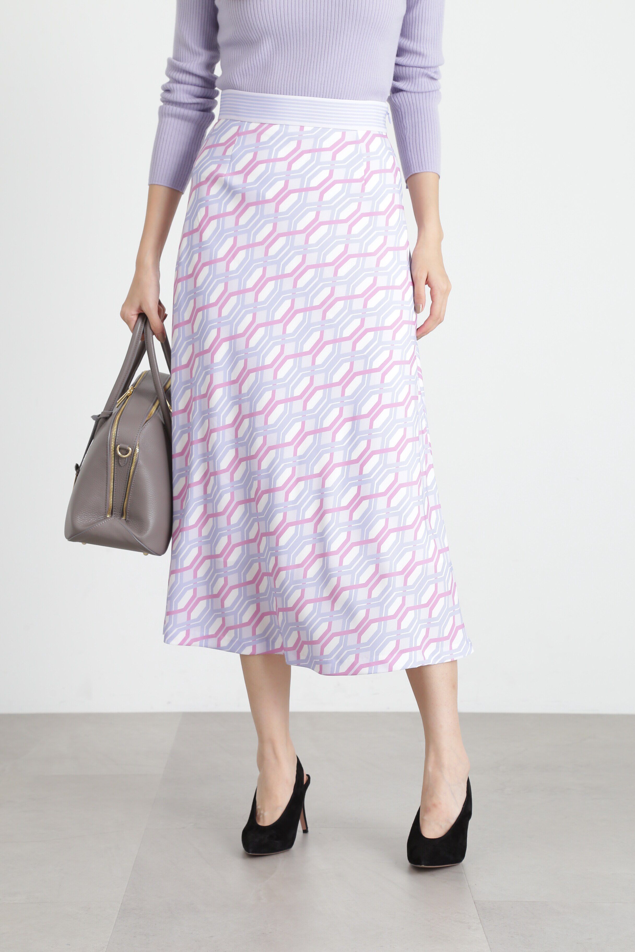  「ジオメトリックラインプリントスカート」|スカート|