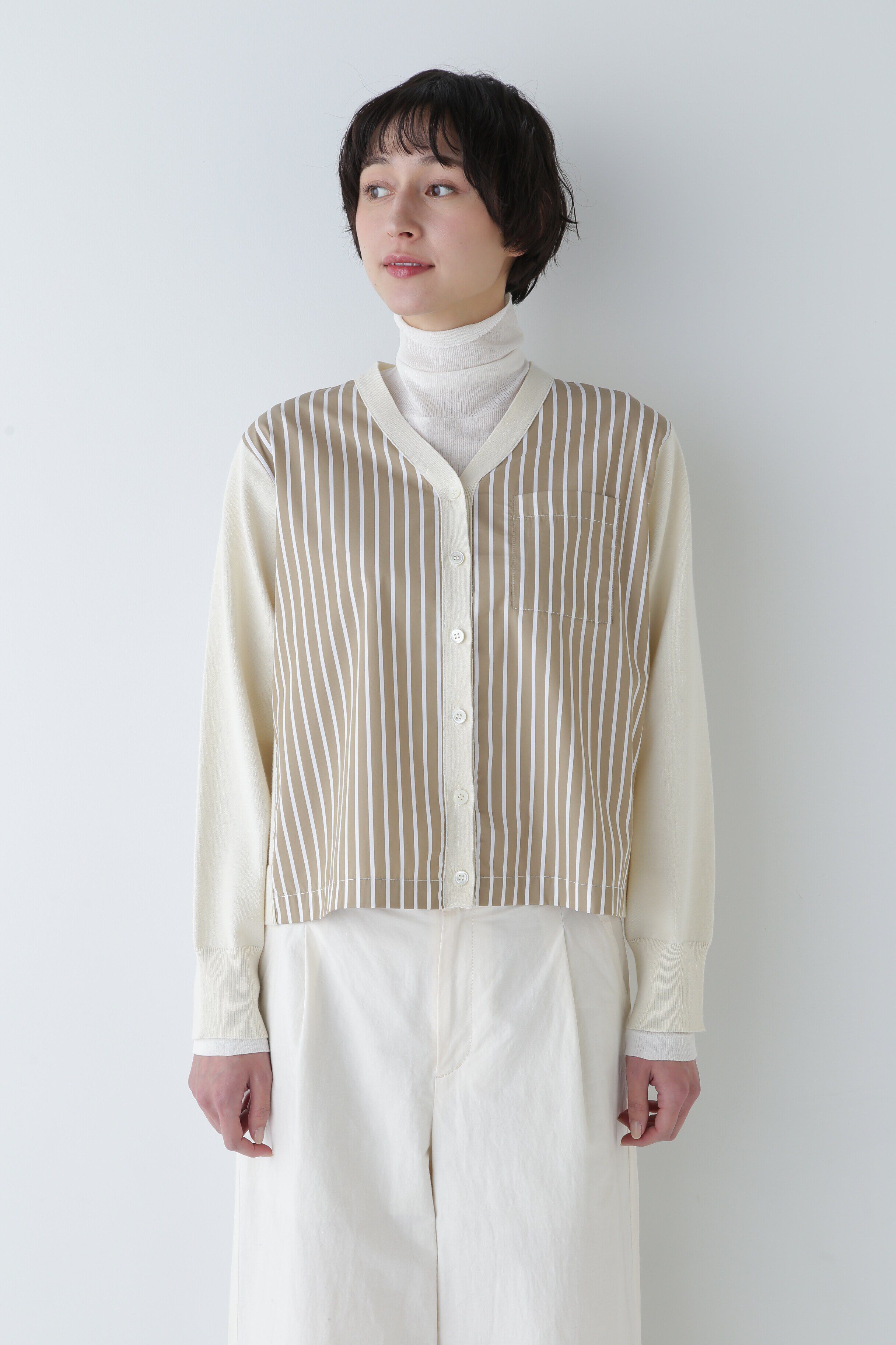  「◆布帛コンビニットカーディガン」|ニット・セーター|