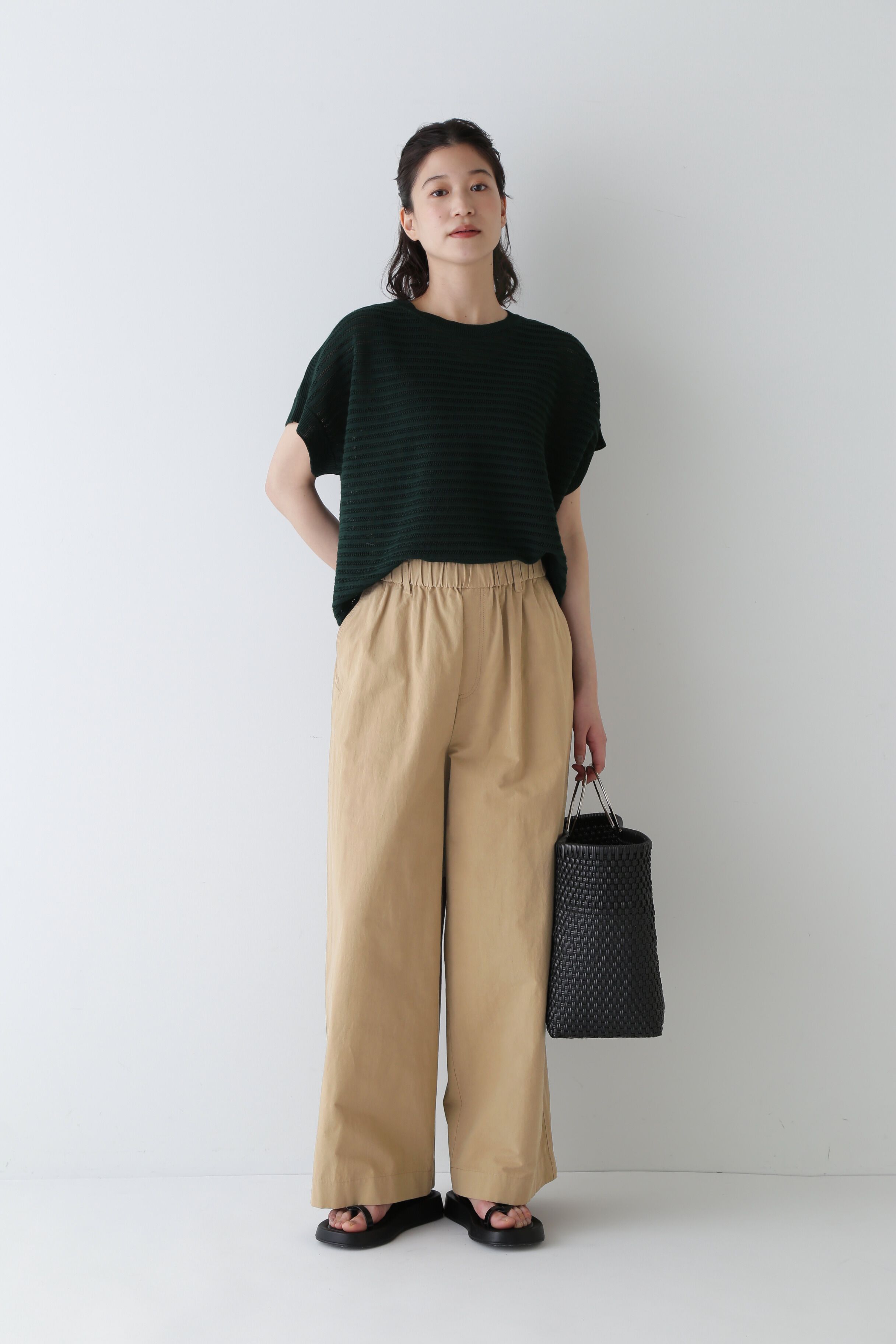  「◆綿麻ウェザー近江晒ワイドパンツ」|その他|