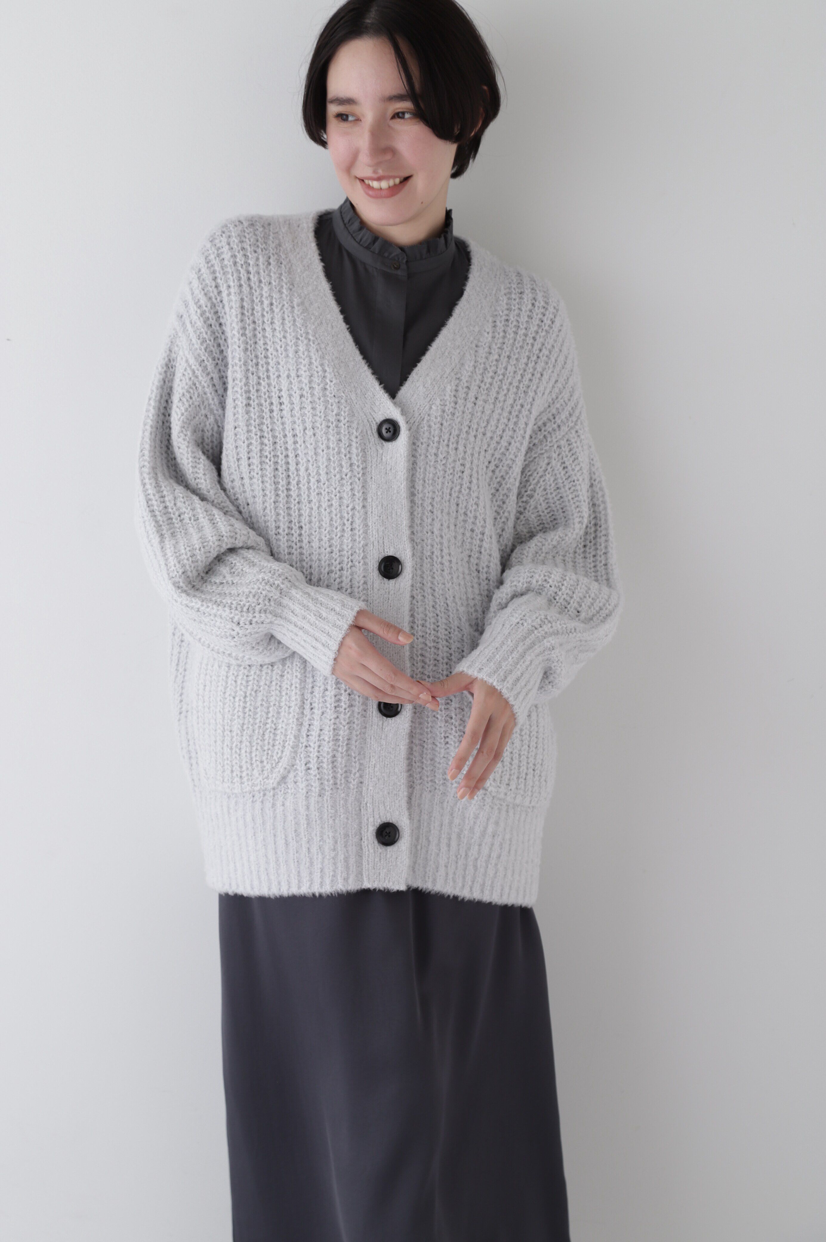  「◆ブークレ片畦2WAYはおり」|ニット・セーター|