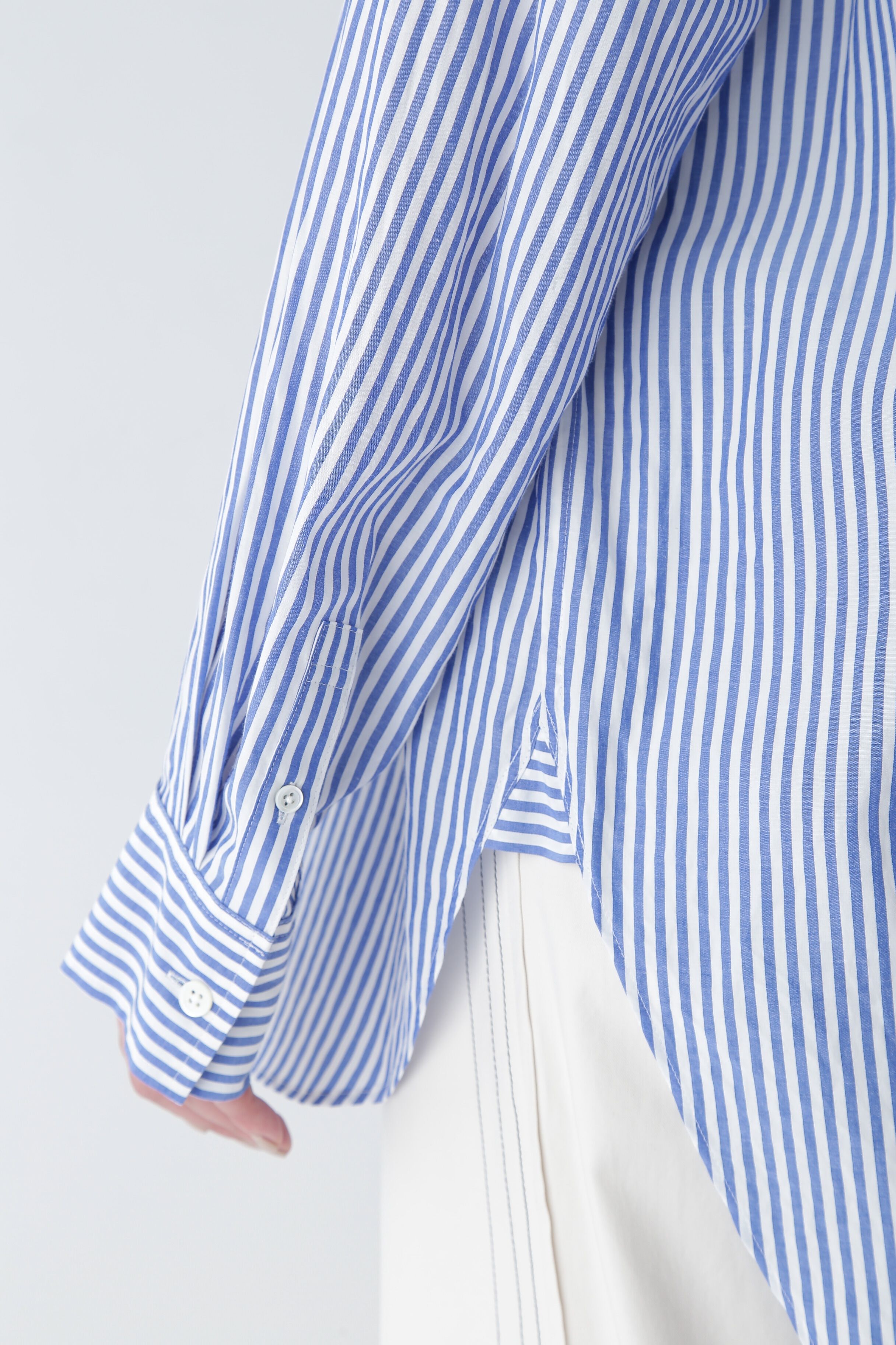  「◆オーガニックコットン混ストライプオーバーシャツ」|シャツ・ブラウス|