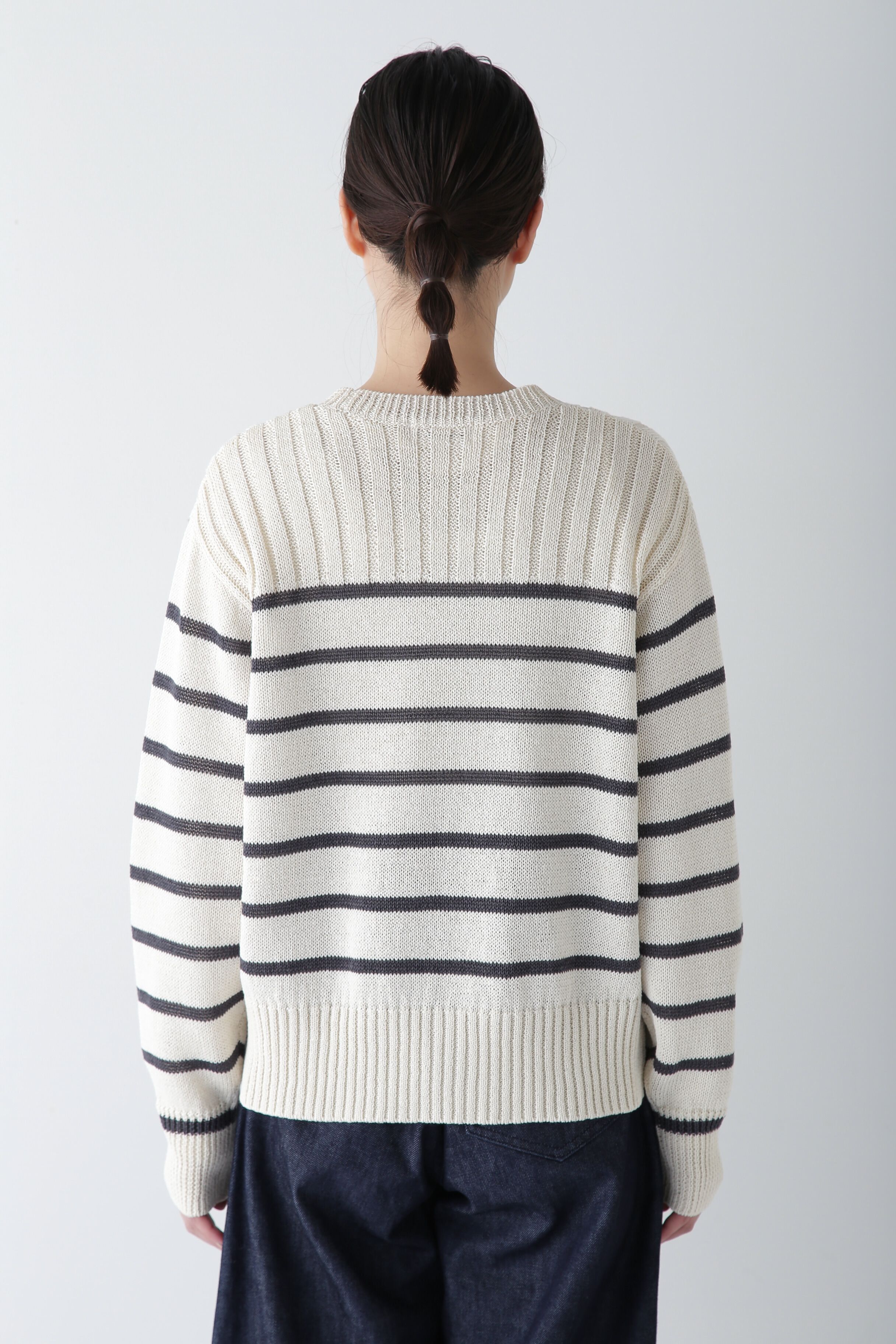  「◆【ウォッシャブル】ギマコットン編地コンビプルオーバー」|ニット・セーター|