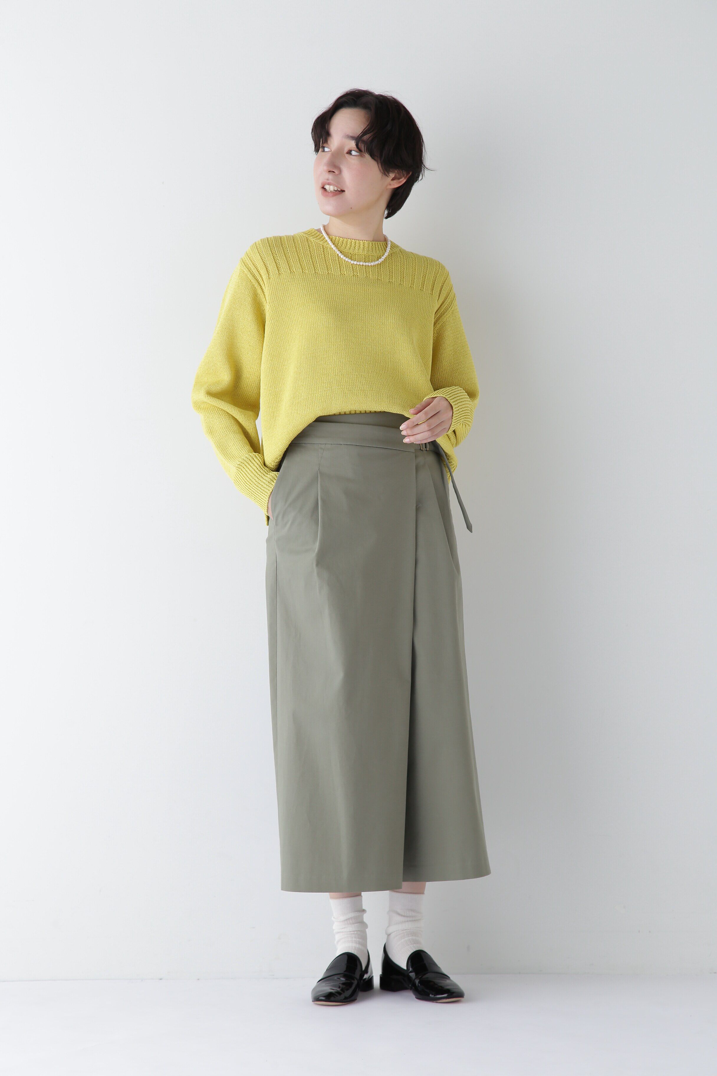  「◆【ウォッシャブル】ギマコットン編地コンビプルオーバー」|ニット・セーター|