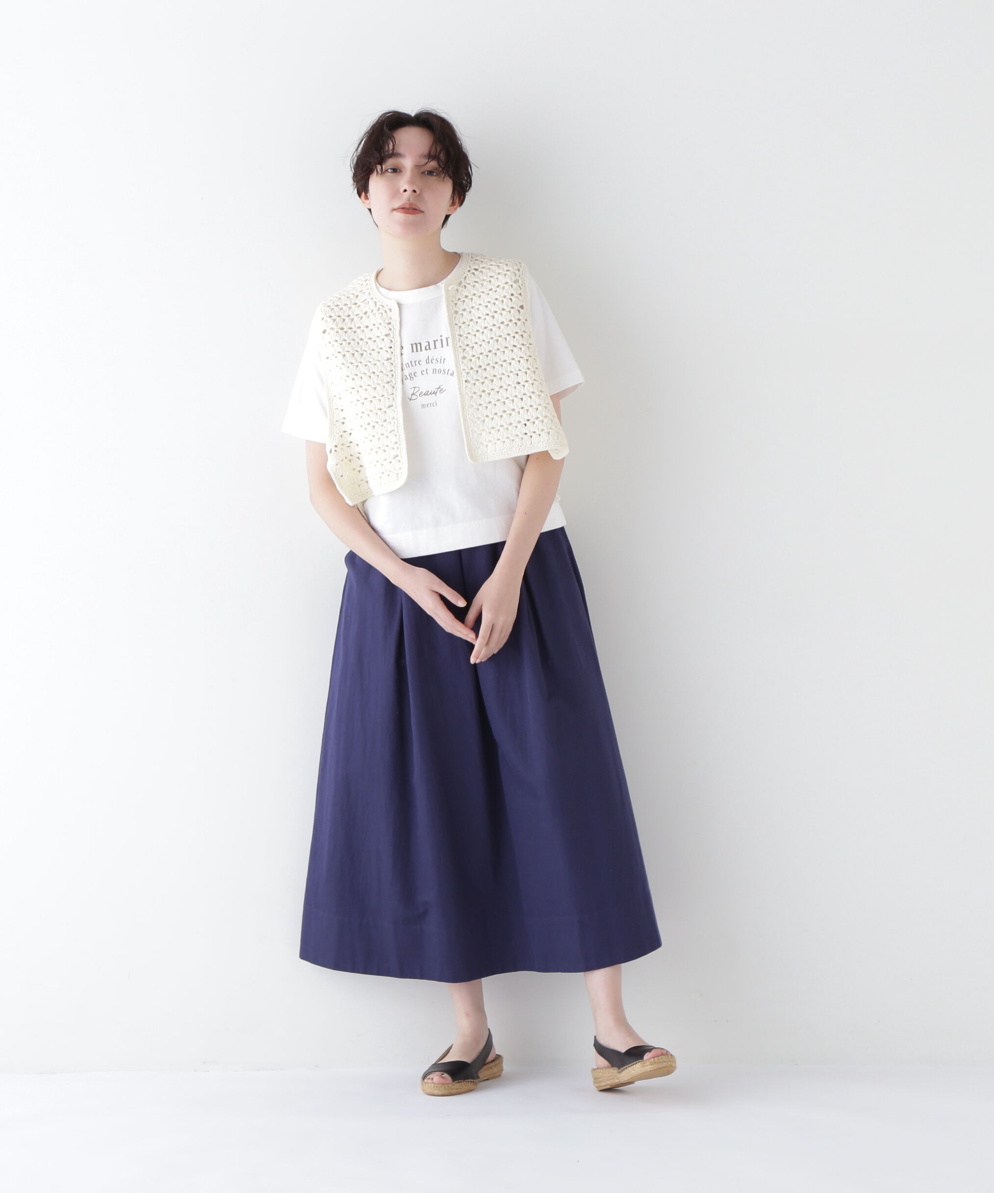  「◆コットンヘンプサテンボリュームボックスタックスカート」|スカート|