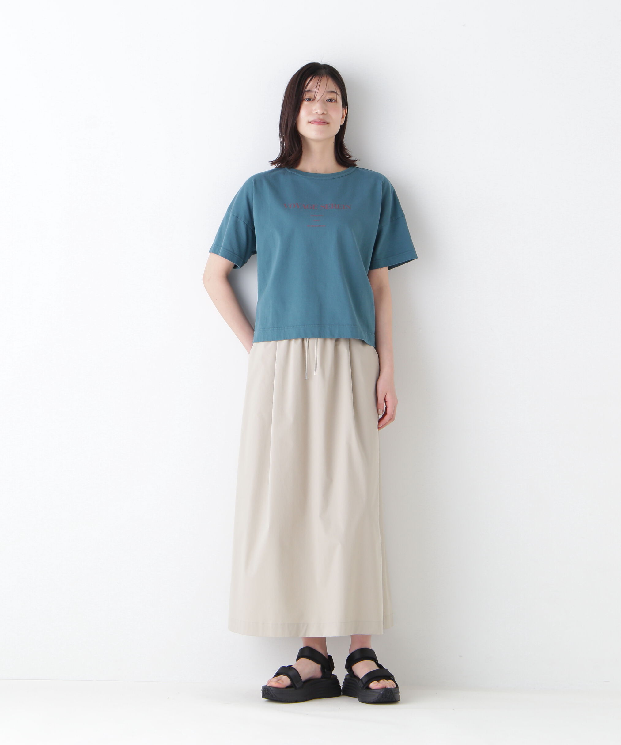  「◆コットンポリエステルウェザードローストリングタックスカート」|スカート|