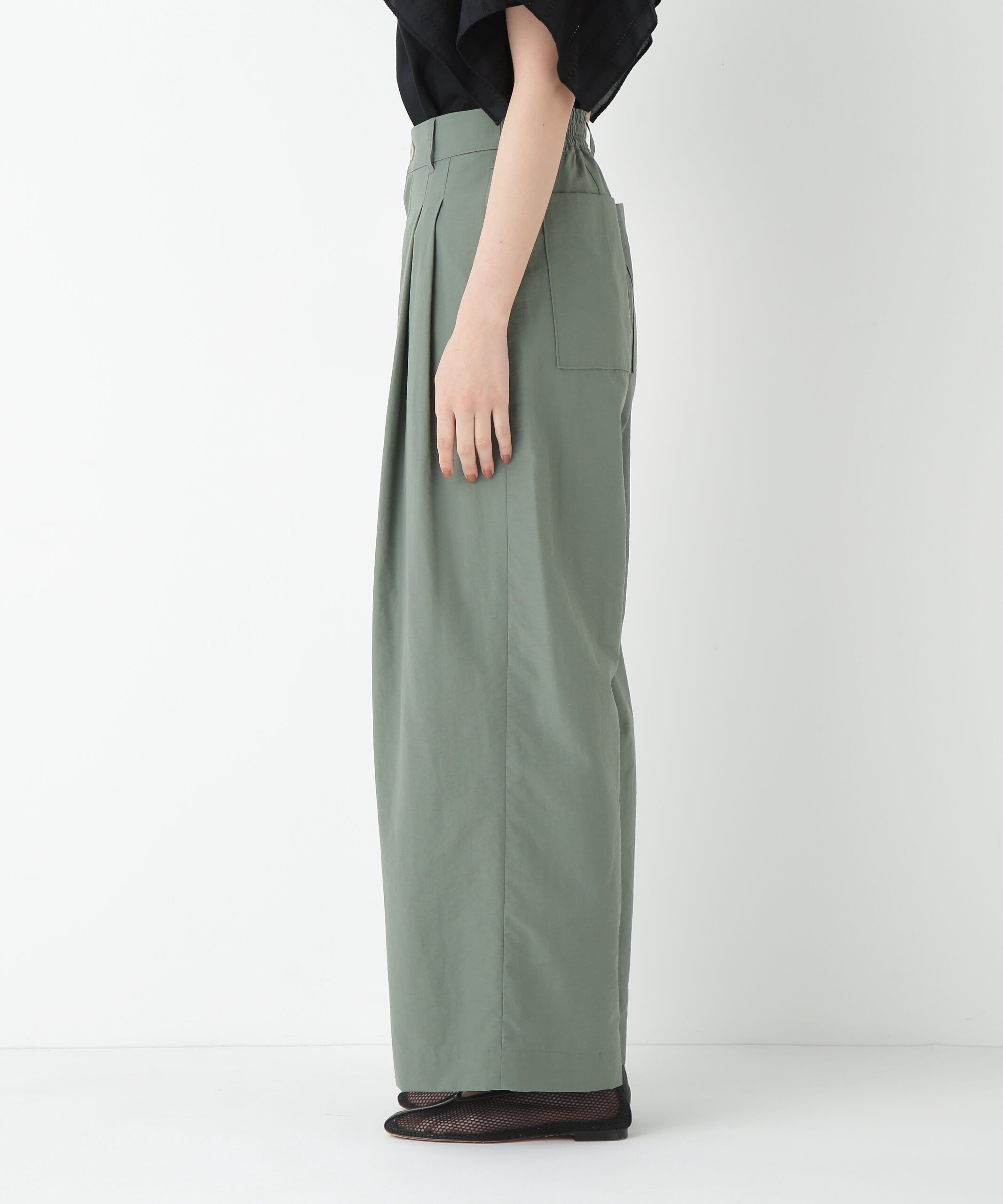  「◆綿ナイロンタッサータックワイドパンツ」|その他|