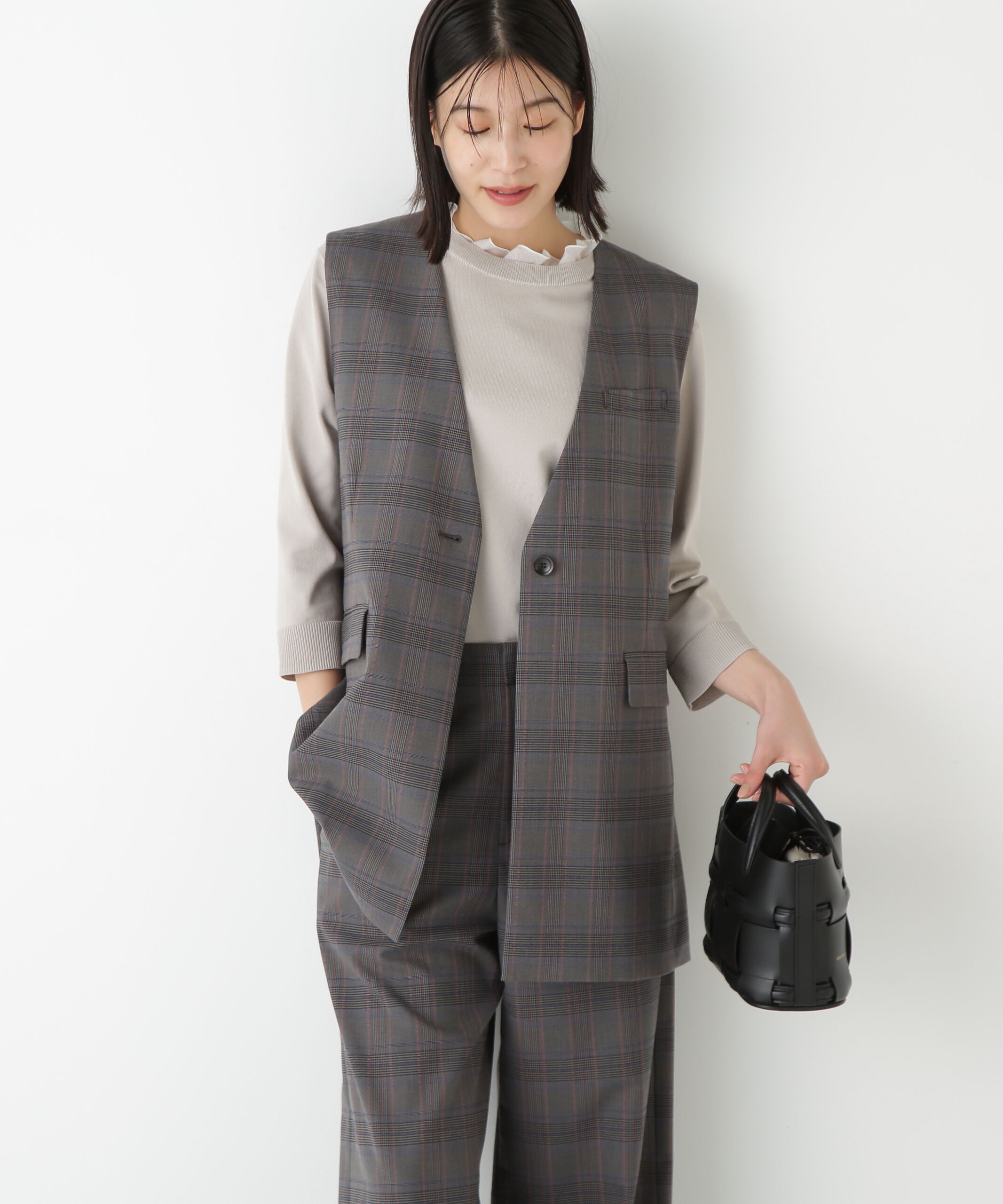  「◆強撚シャークスキンノーカラージレ」|その他|グレーチェッ 3