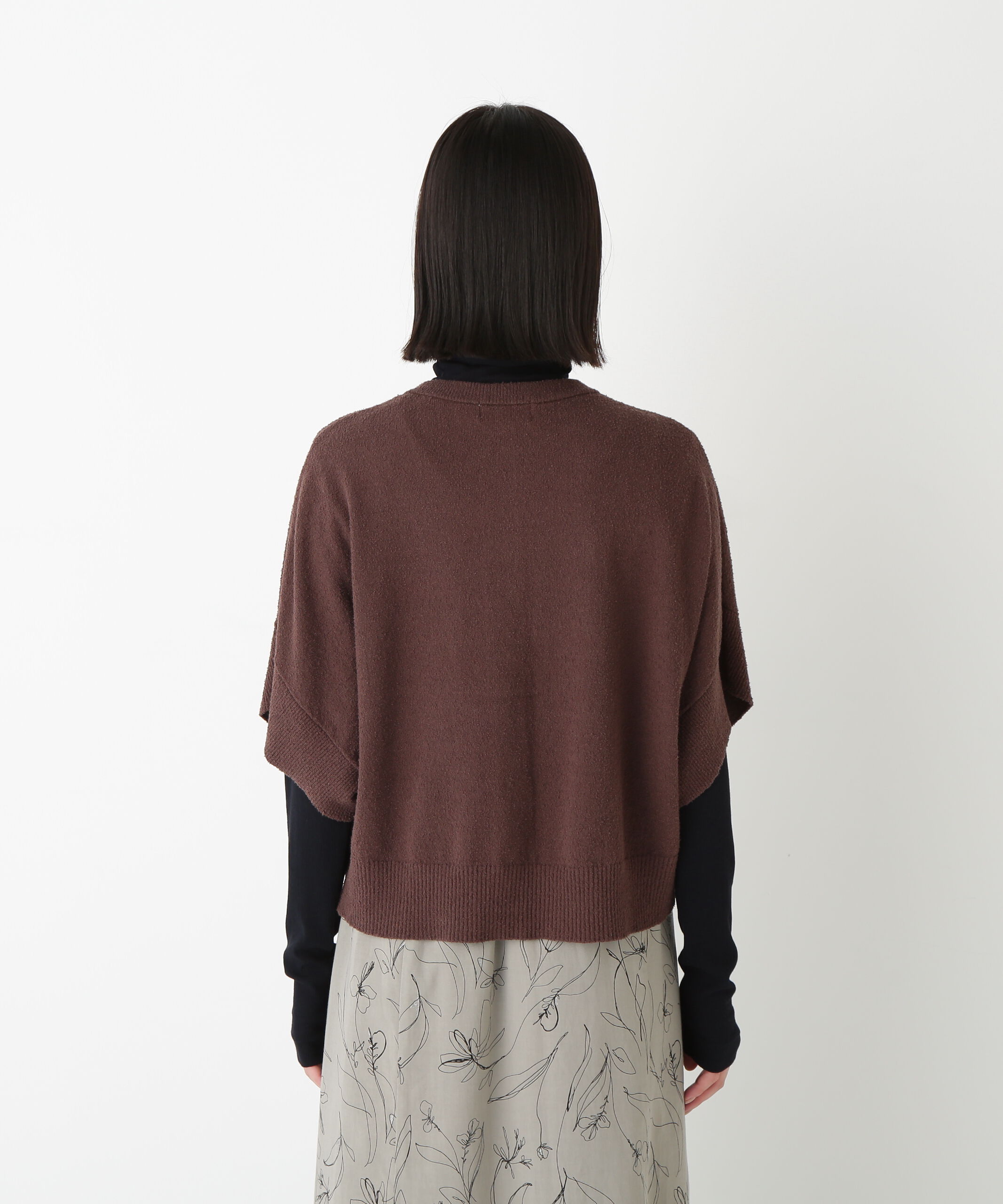  「◆綿ナイロンブークレ半袖カーディガン」|ニット・セーター|